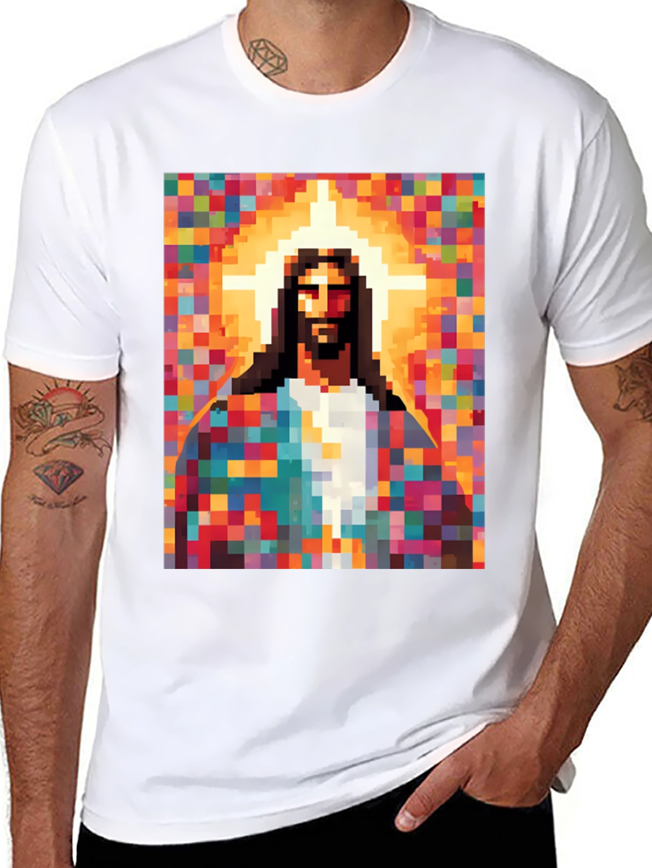Pixel Jesus Graphic Tee - Trendy Religious Apparel
