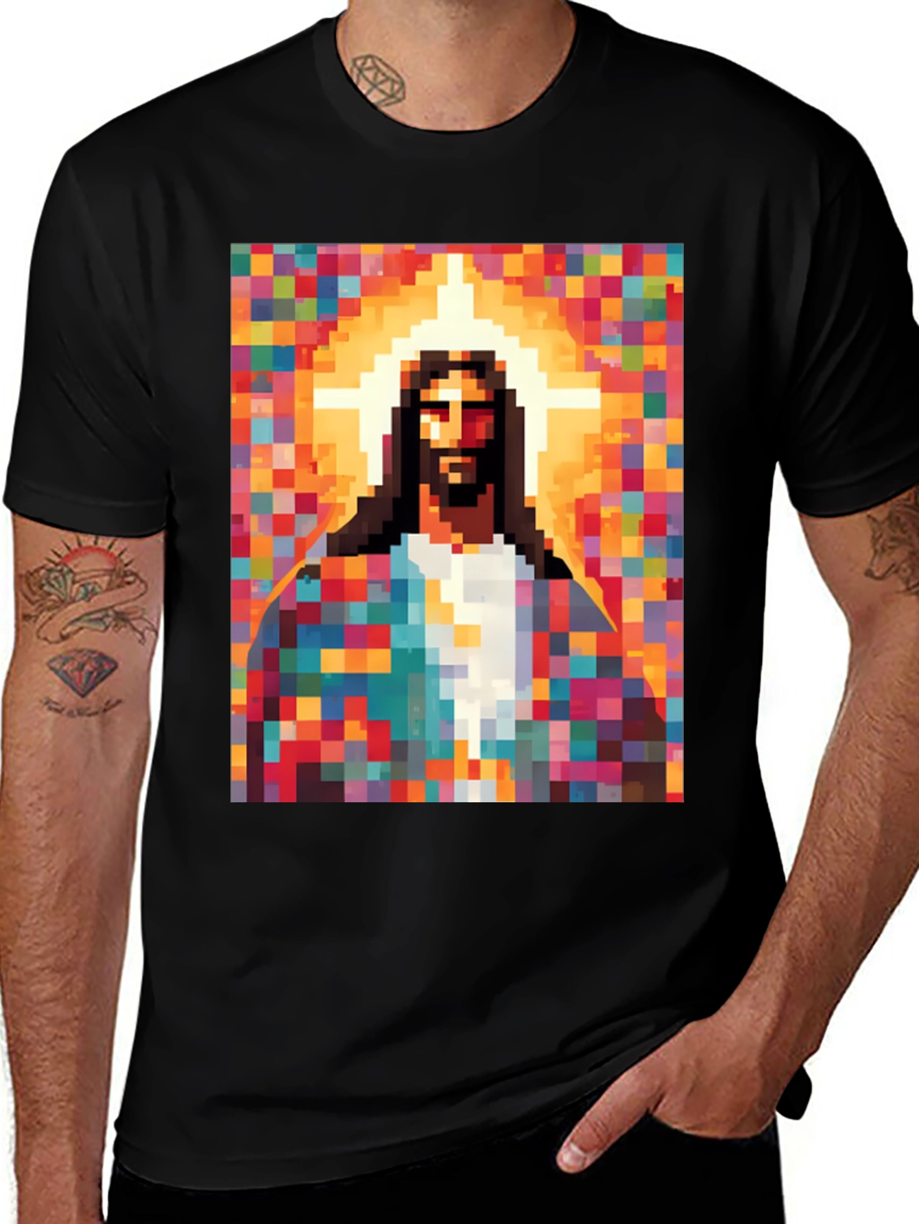 Pixel Jesus Graphic Tee - Trendy Religious Apparel