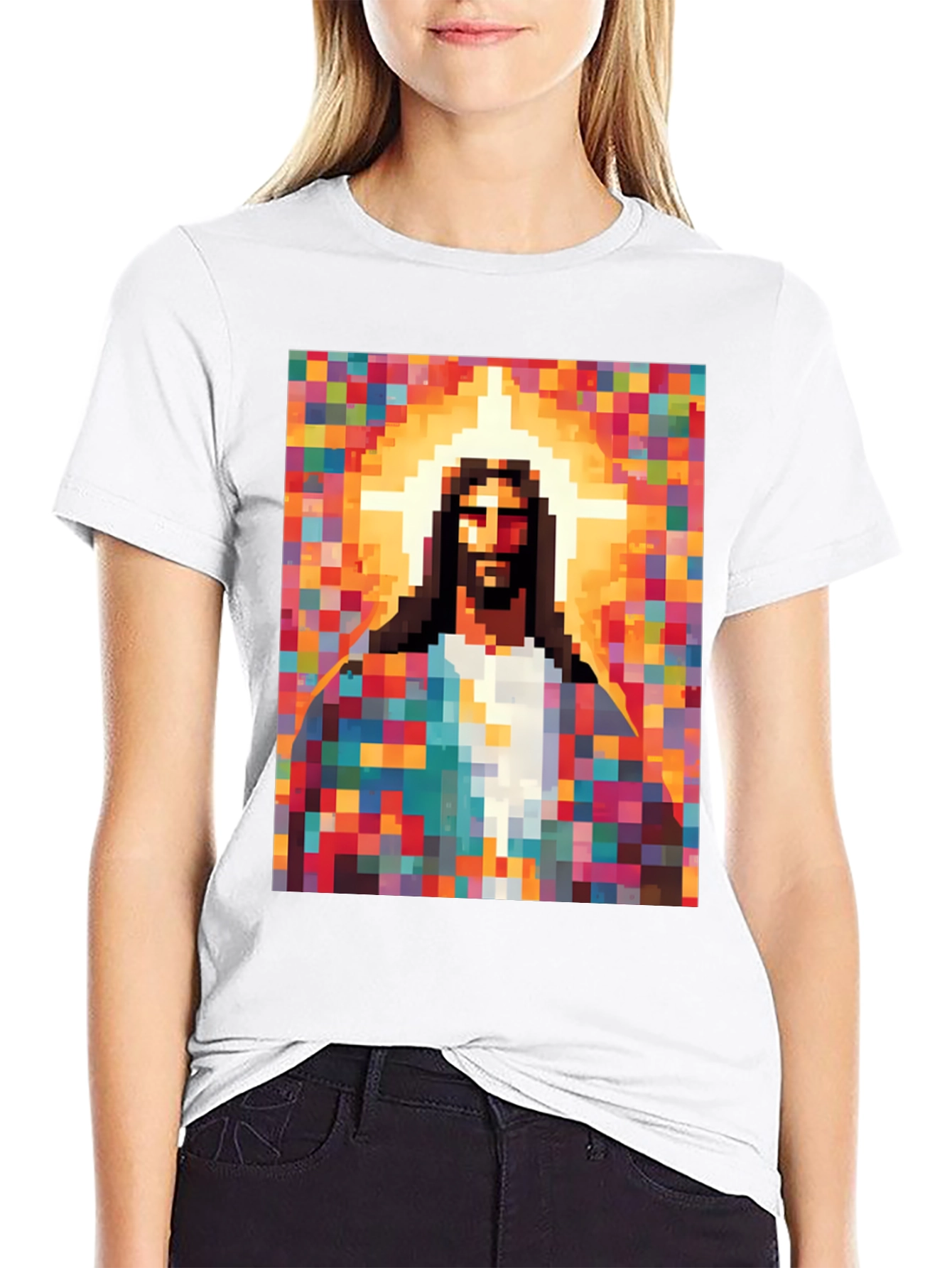 Pixel Jesus Graphic Tee - Trendy Religious Apparel