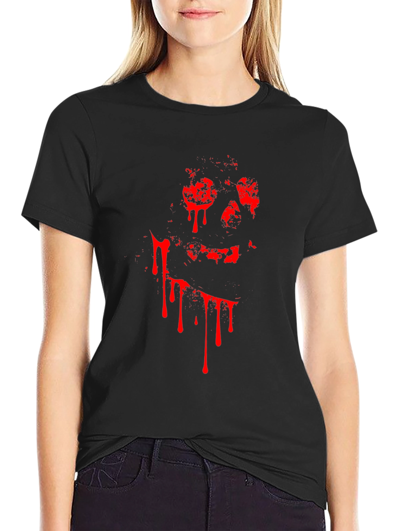 Bloody Skull Graphic Tee - Black Cotton T-Shirt