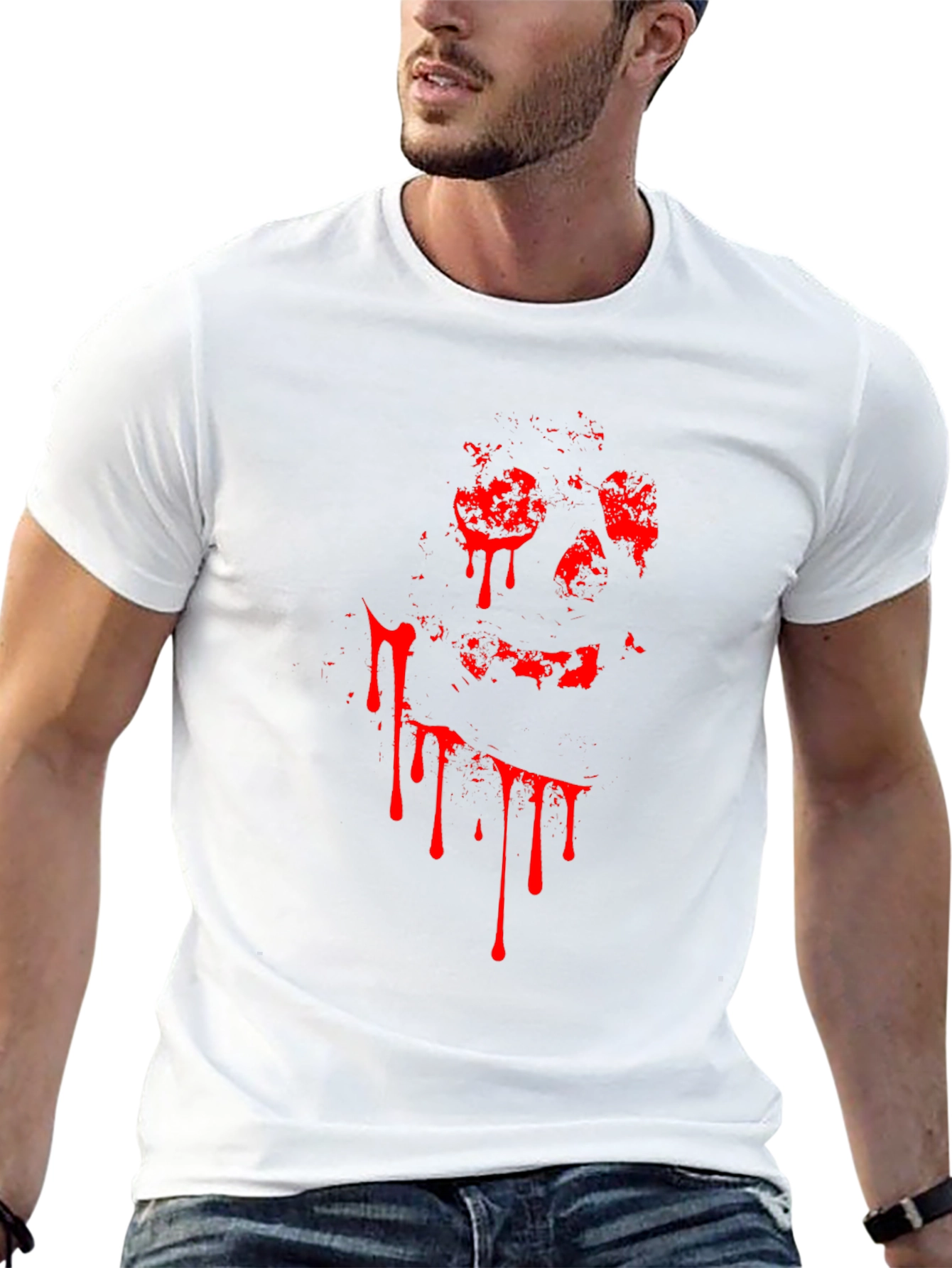 Bloody Skull Graphic Tee - Black Cotton T-Shirt