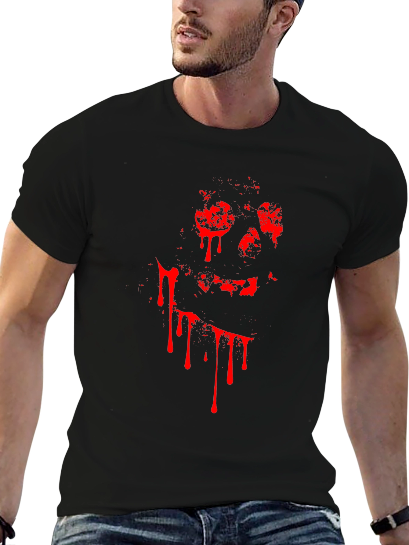 Bloody Skull Graphic Tee - Black Cotton T-Shirt