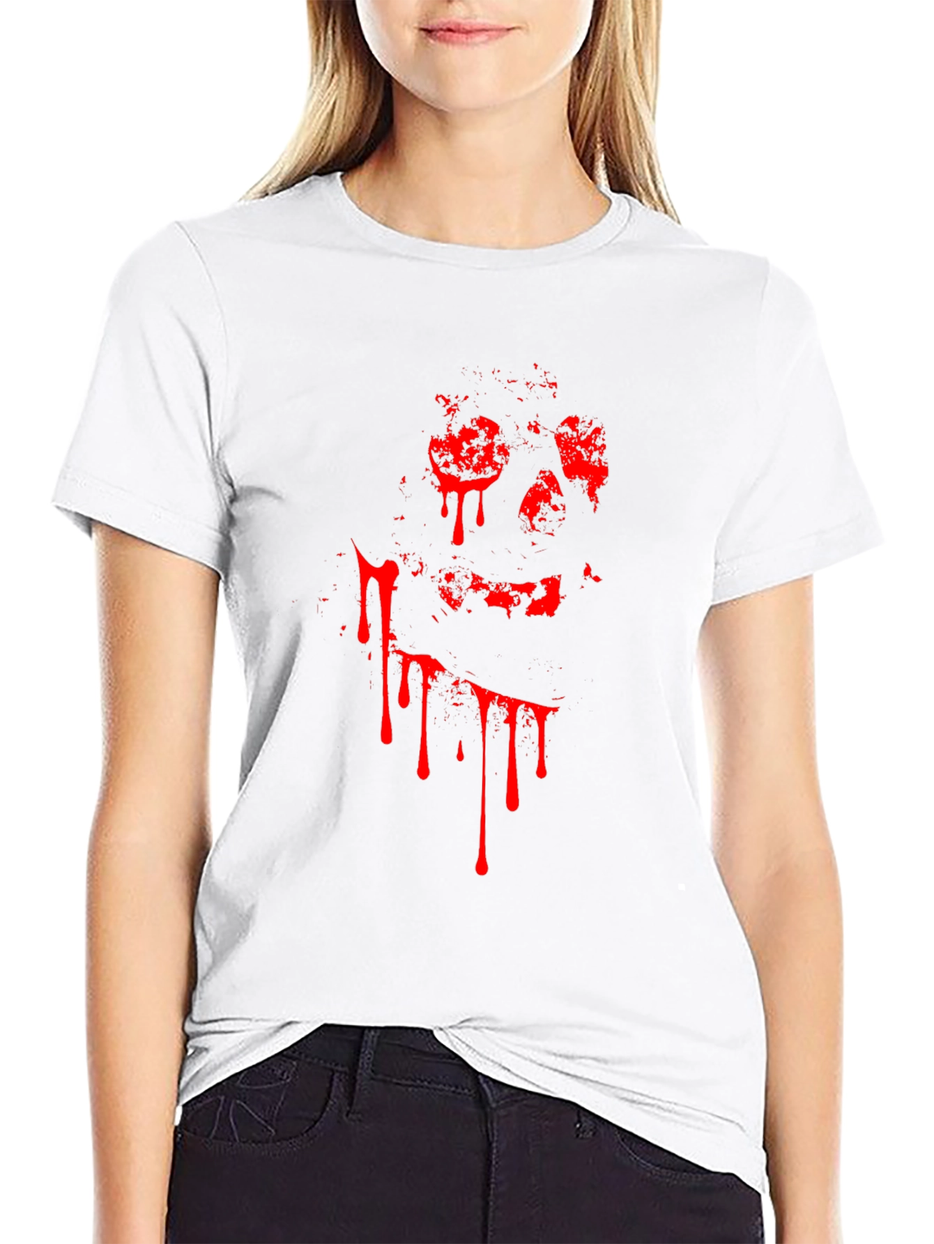 Bloody Skull Graphic Tee - Black Cotton T-Shirt