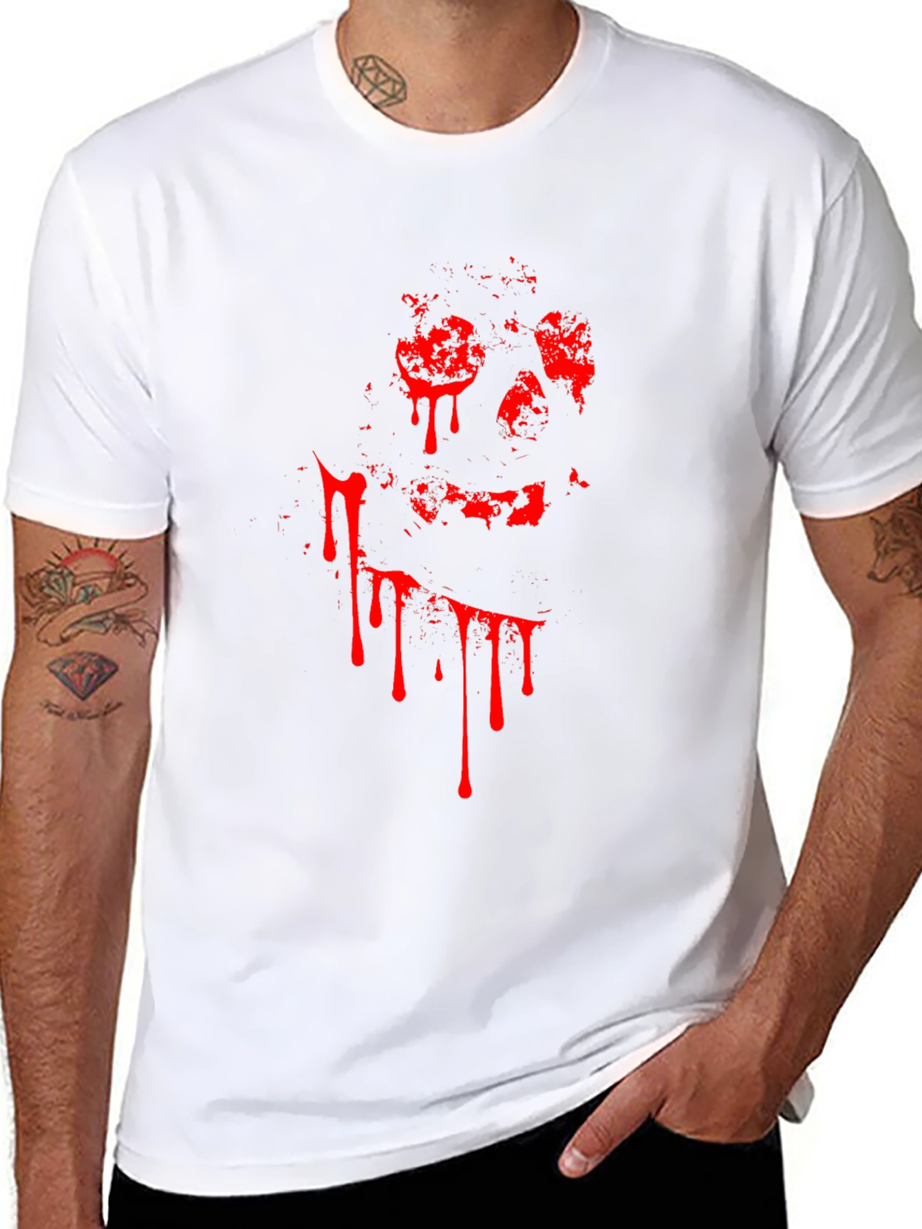 Bloody Skull Graphic Tee - Black Cotton T-Shirt
