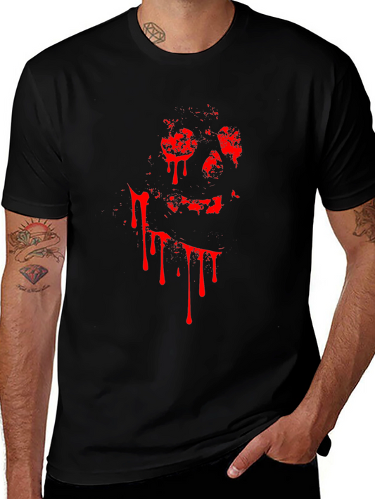 Bloody Skull Graphic Tee - Black Cotton T-Shirt