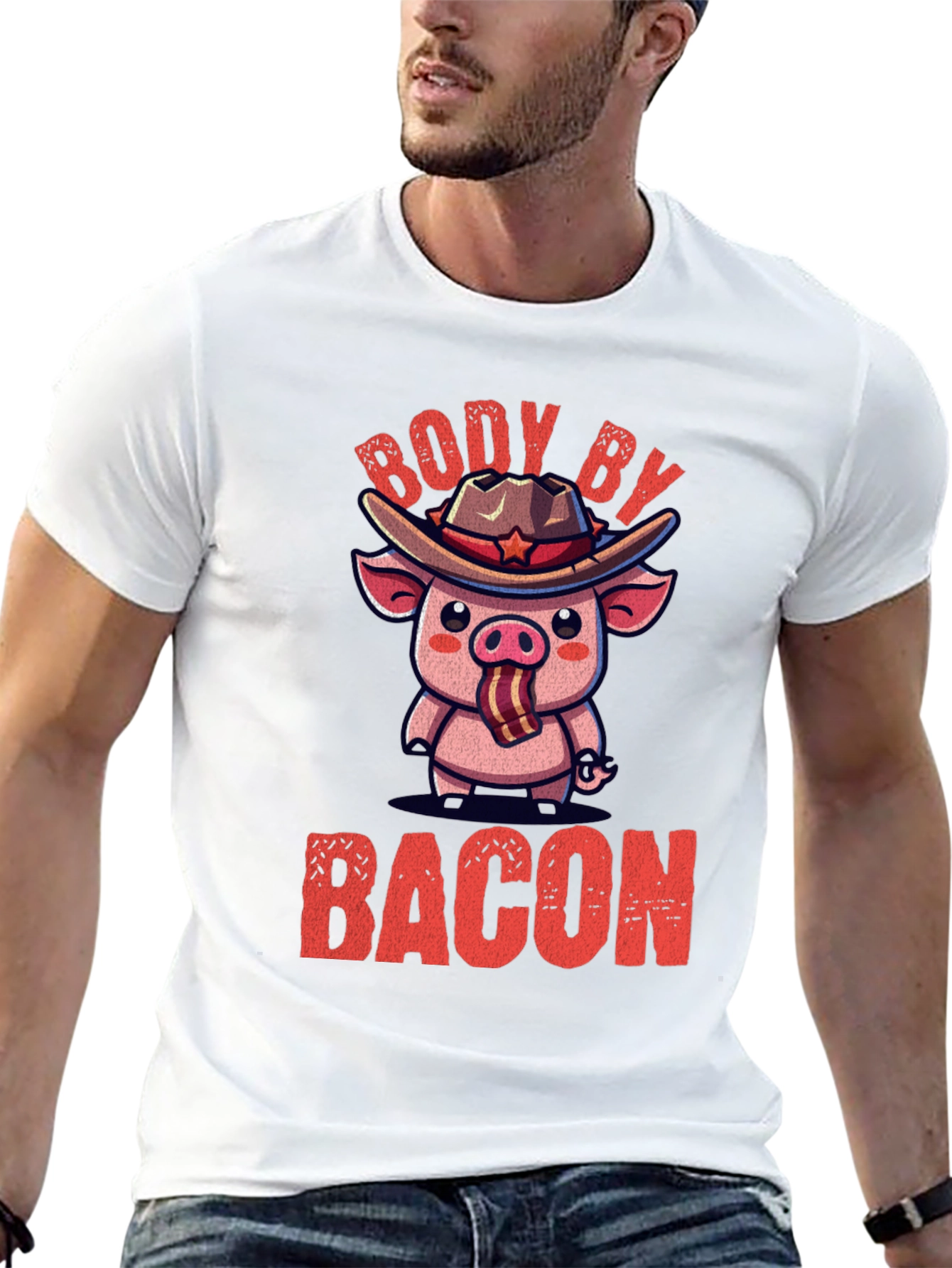Body By Bacon Pig Graphic T-Shirt