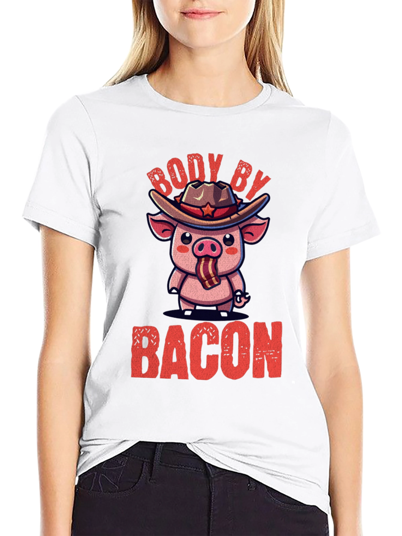 Body By Bacon Pig Graphic T-Shirt