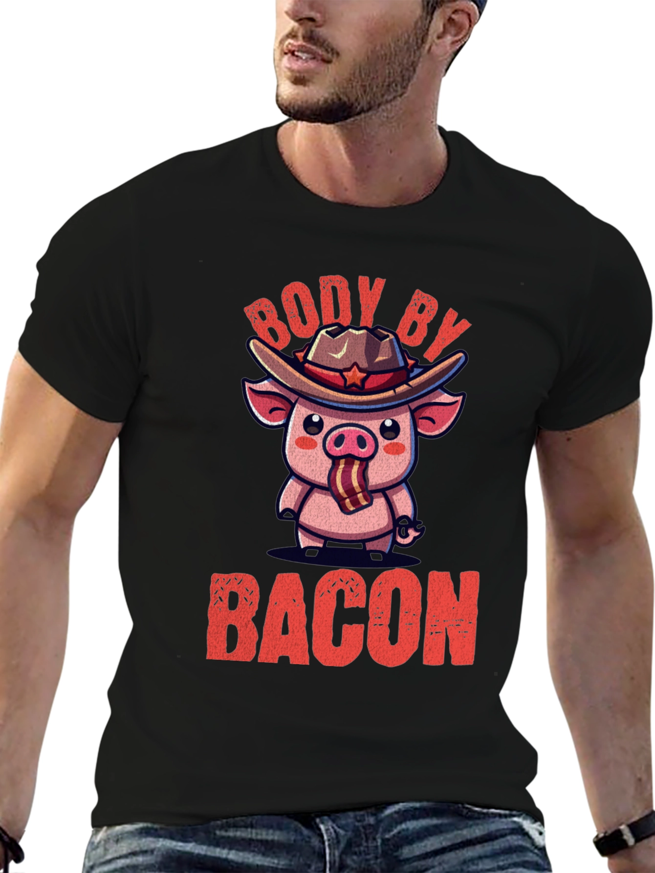 Body By Bacon Pig Graphic T-Shirt