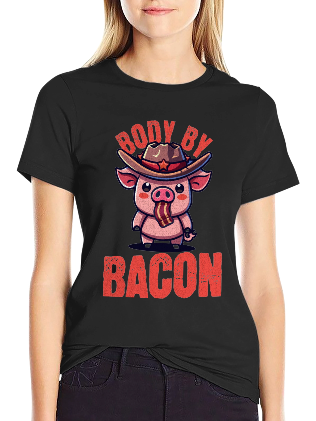 Body By Bacon Pig Graphic T-Shirt