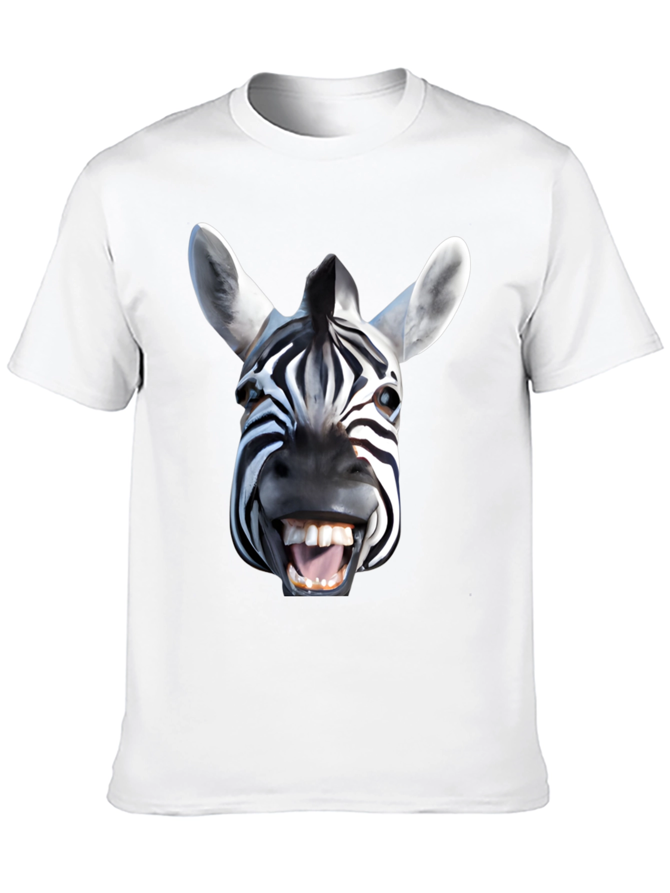 Funny Zebra Face Graphic Print Black T-Shirt