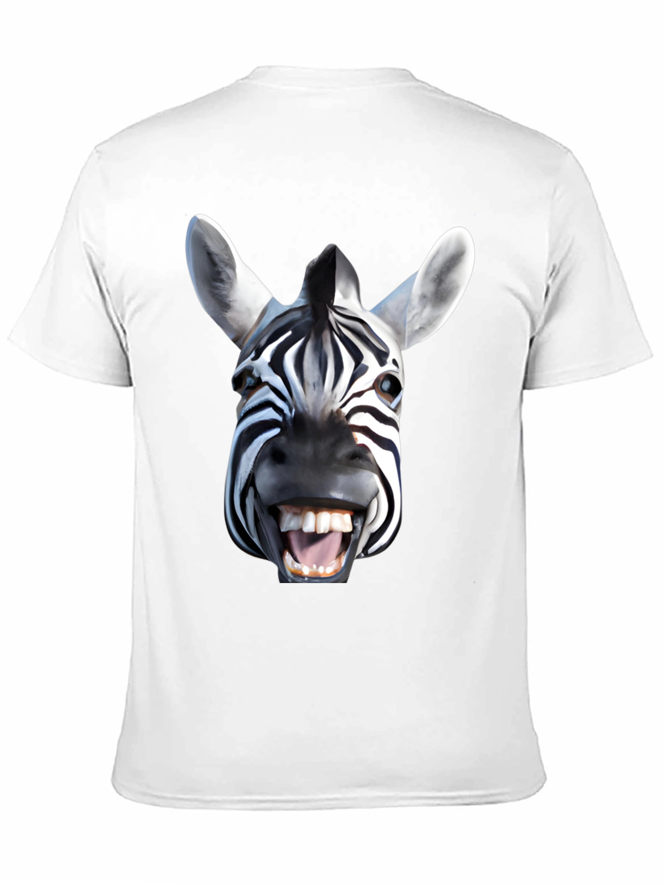 Funny Zebra Face Graphic Print Black T-Shirt