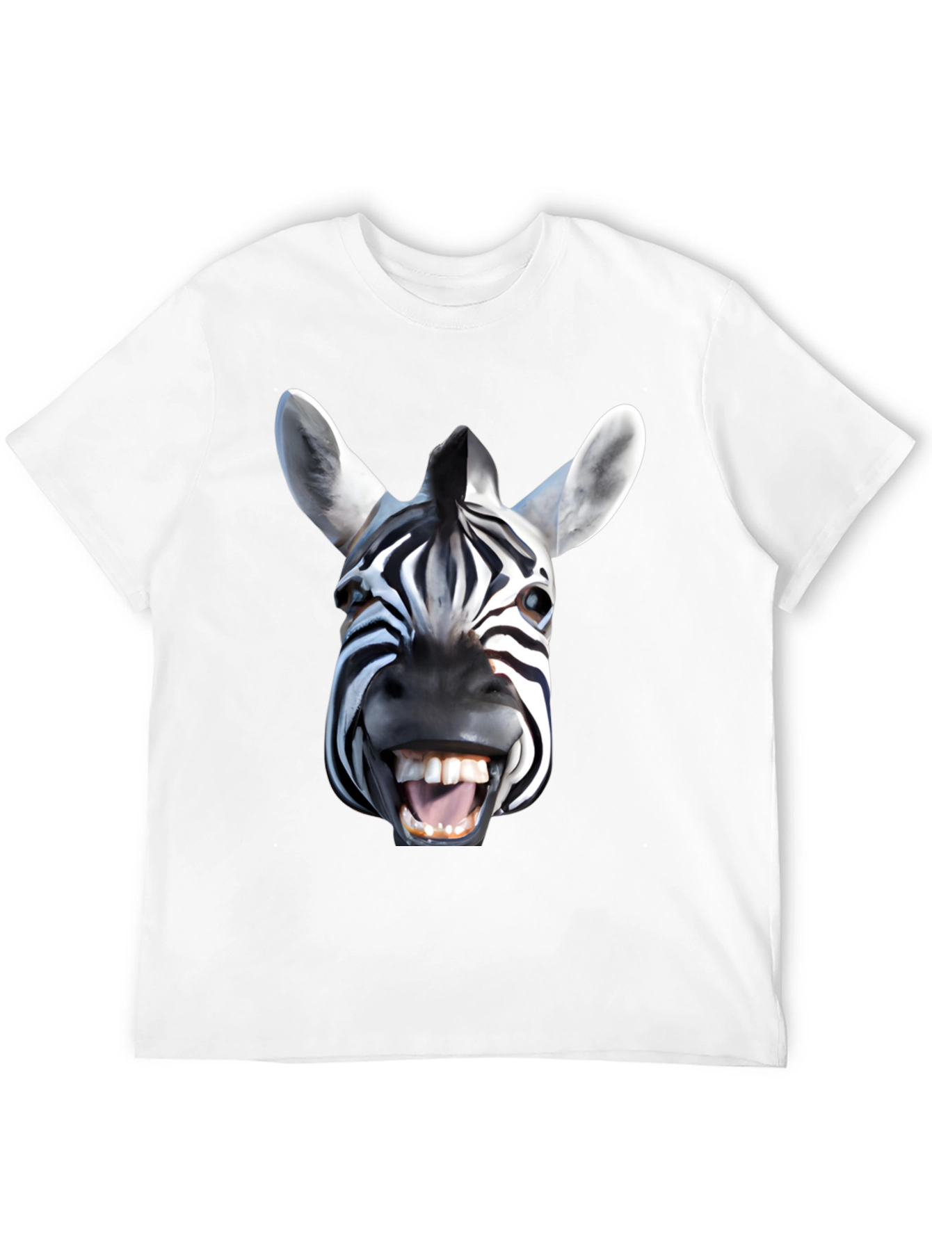 Funny Zebra Face Graphic Print Black T-Shirt