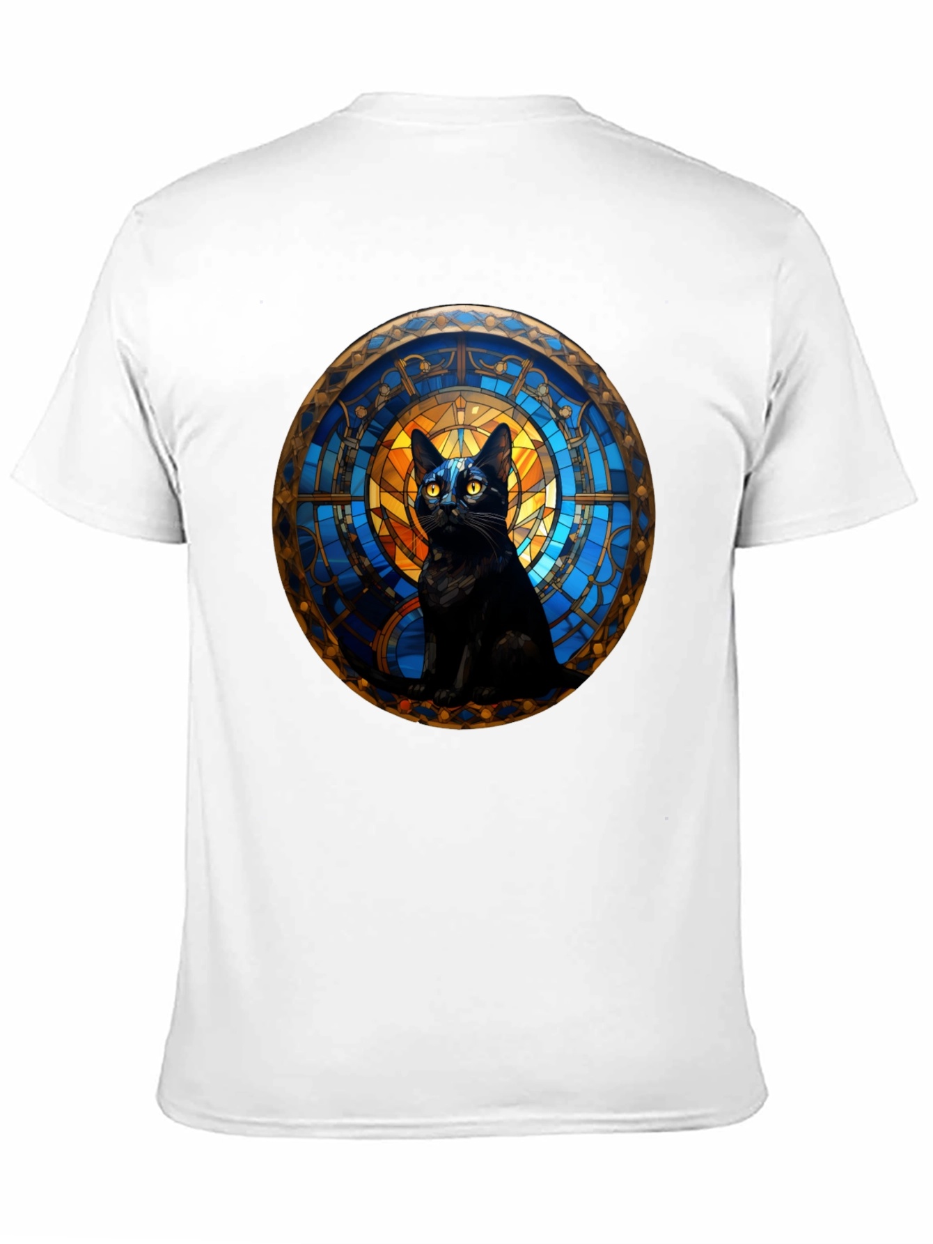 Black Cat Stained Glass Art Graphic T-Shirt