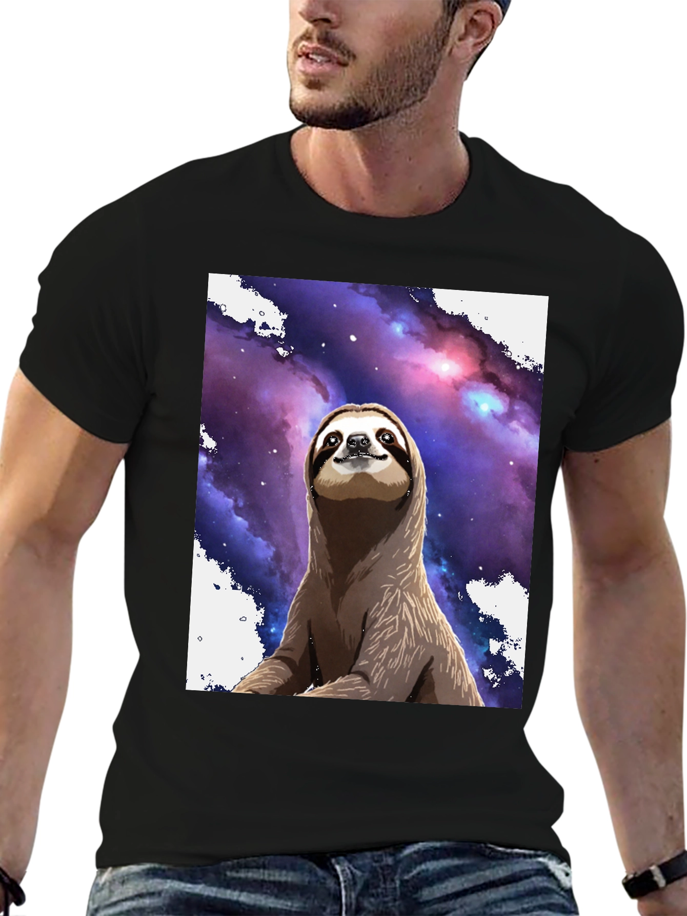 Space Sloth Black T-Shirt: Comfy & Unique