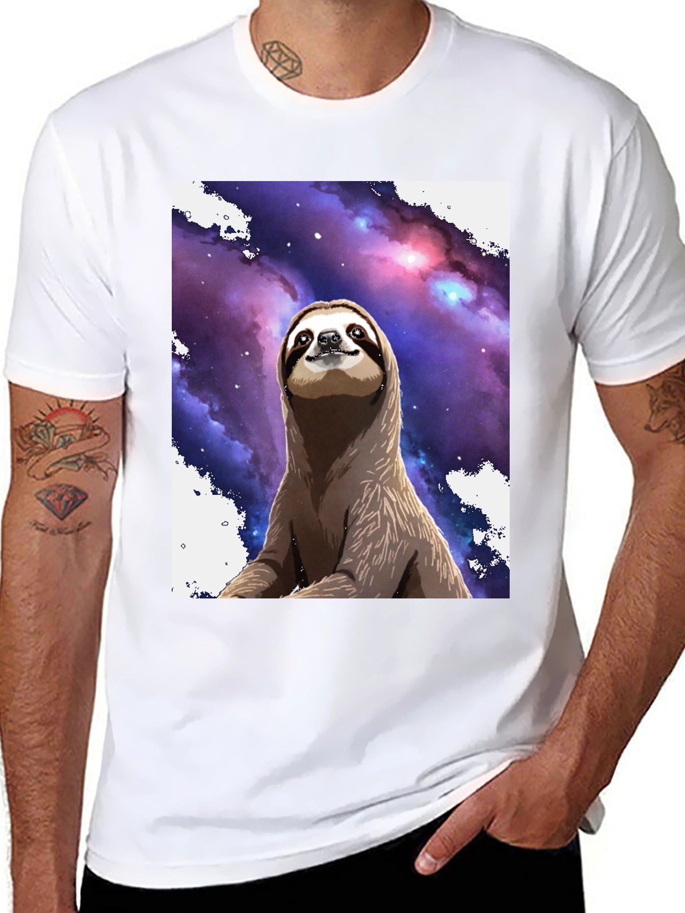 Space Sloth Black T-Shirt: Comfy & Unique