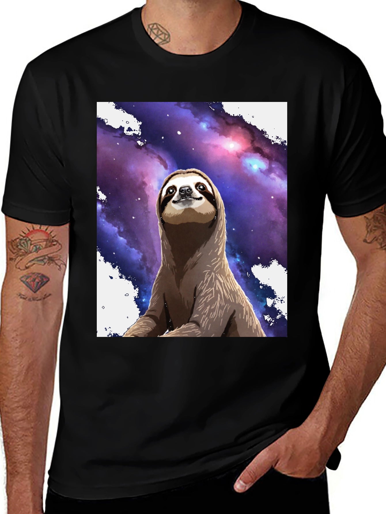 Space Sloth Black T-Shirt: Comfy & Unique