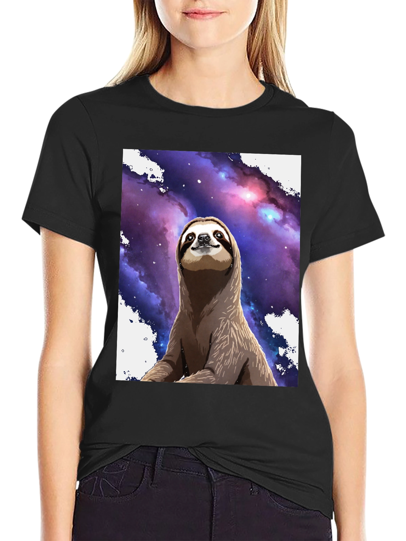 Space Sloth Black T-Shirt: Comfy & Unique