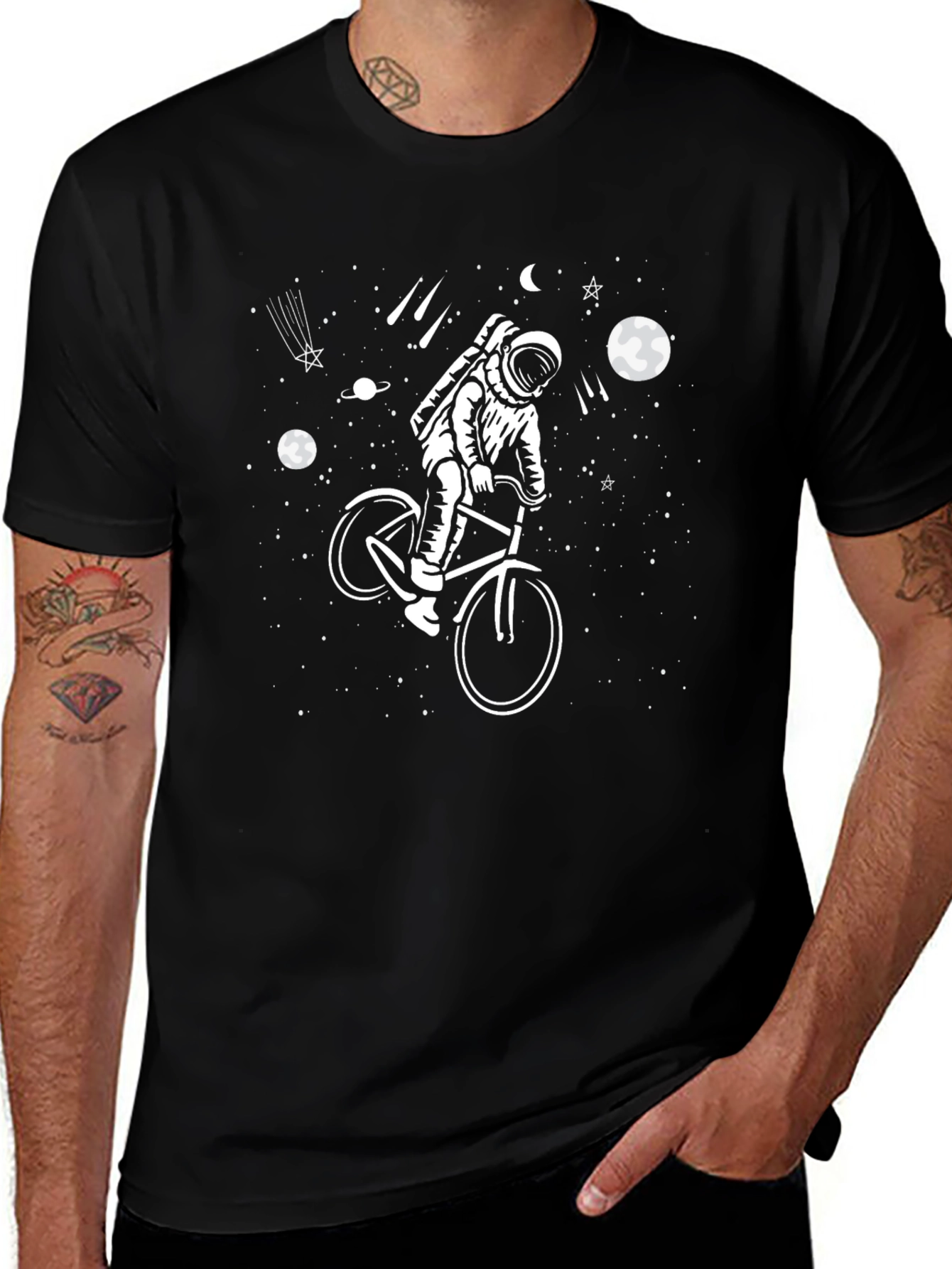 Astronaut on Bike Space Graphic Tee
