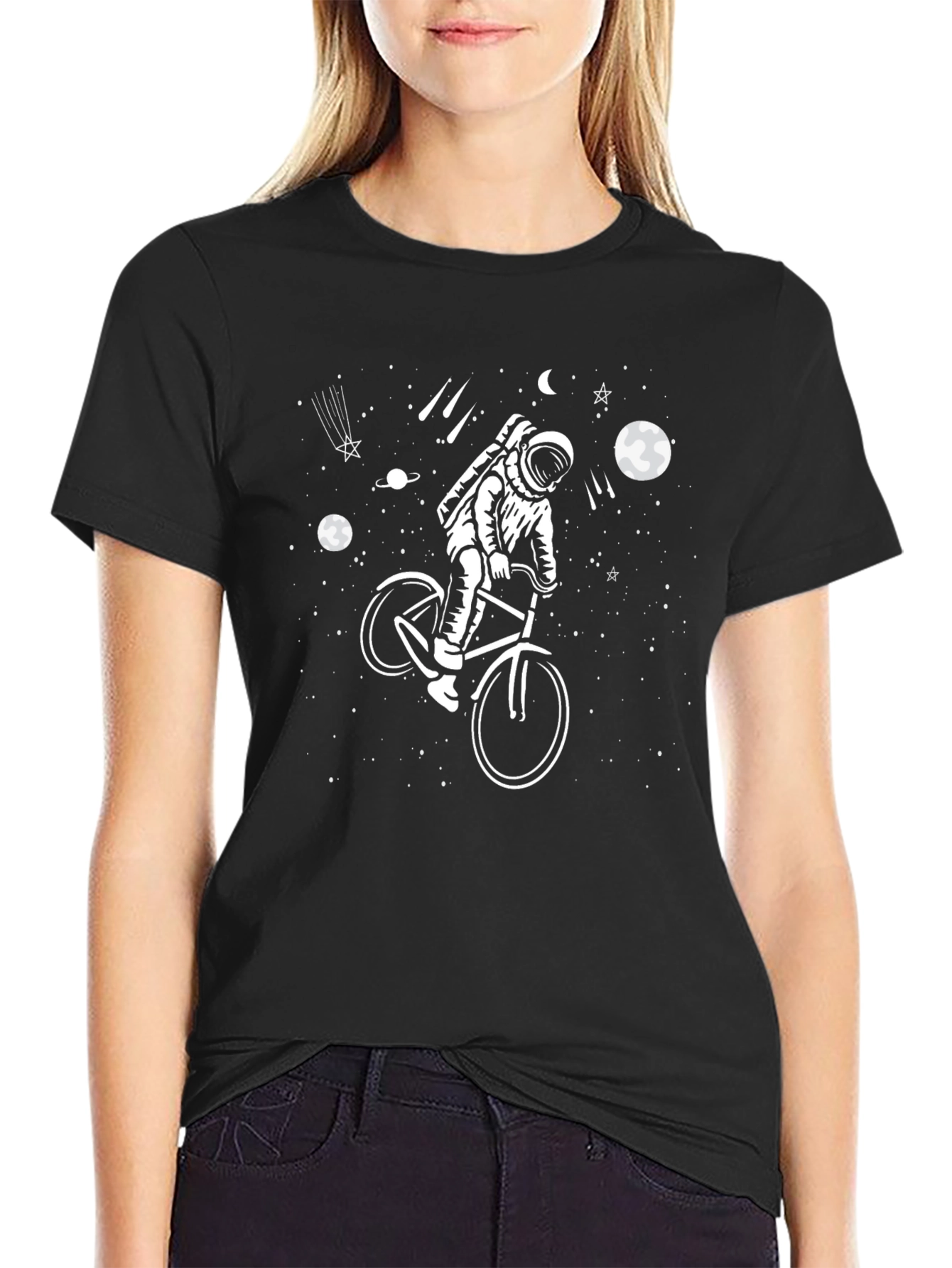 Astronaut on Bike Space Graphic Tee
