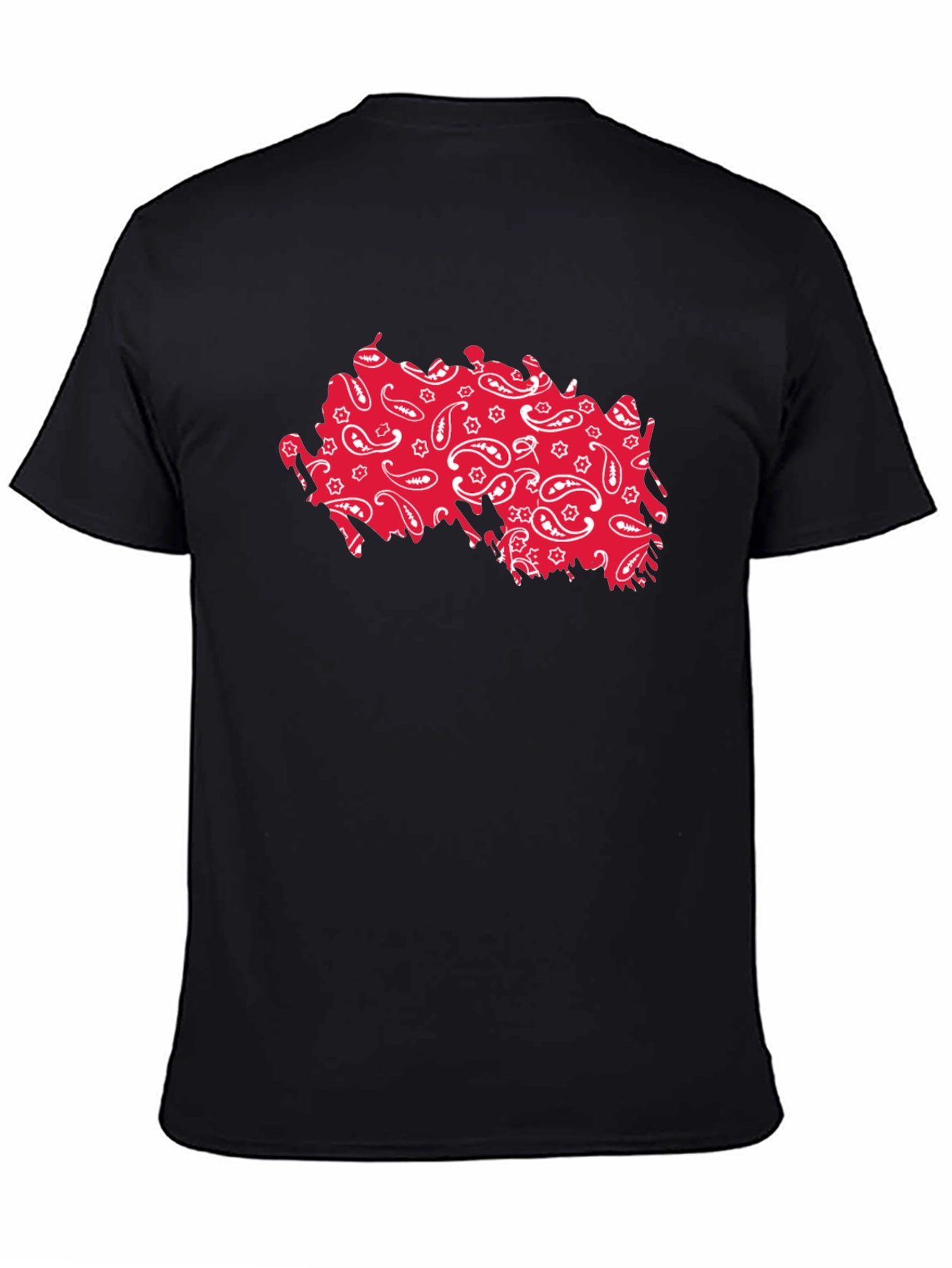 Paisley Pattern Tee - Black Cotton Casual Shirt