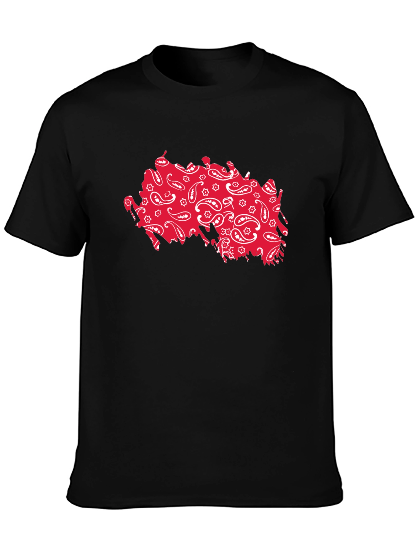 Paisley Pattern Tee - Black Cotton Casual Shirt