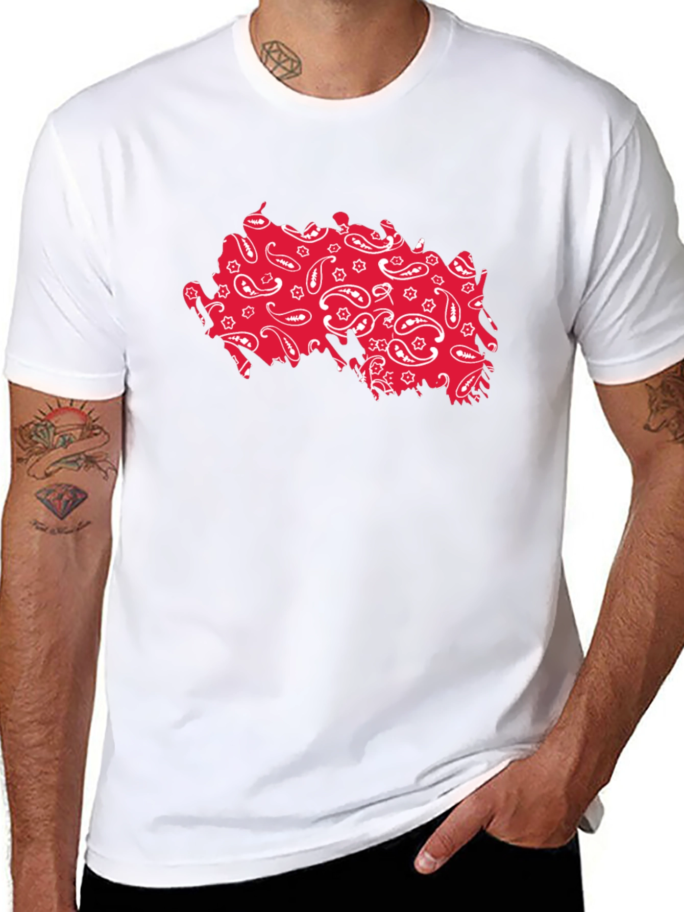 Paisley Pattern Tee - Black Cotton Casual Shirt