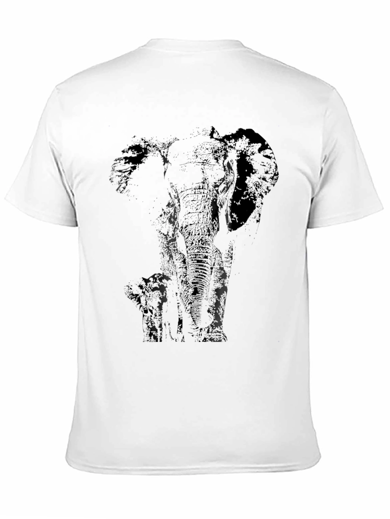 Elephant Silhouette Print Black T-Shirt