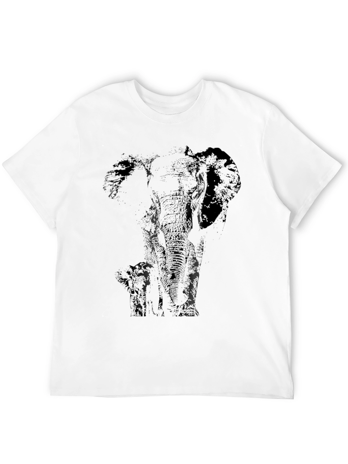 Elephant Silhouette Print Black T-Shirt