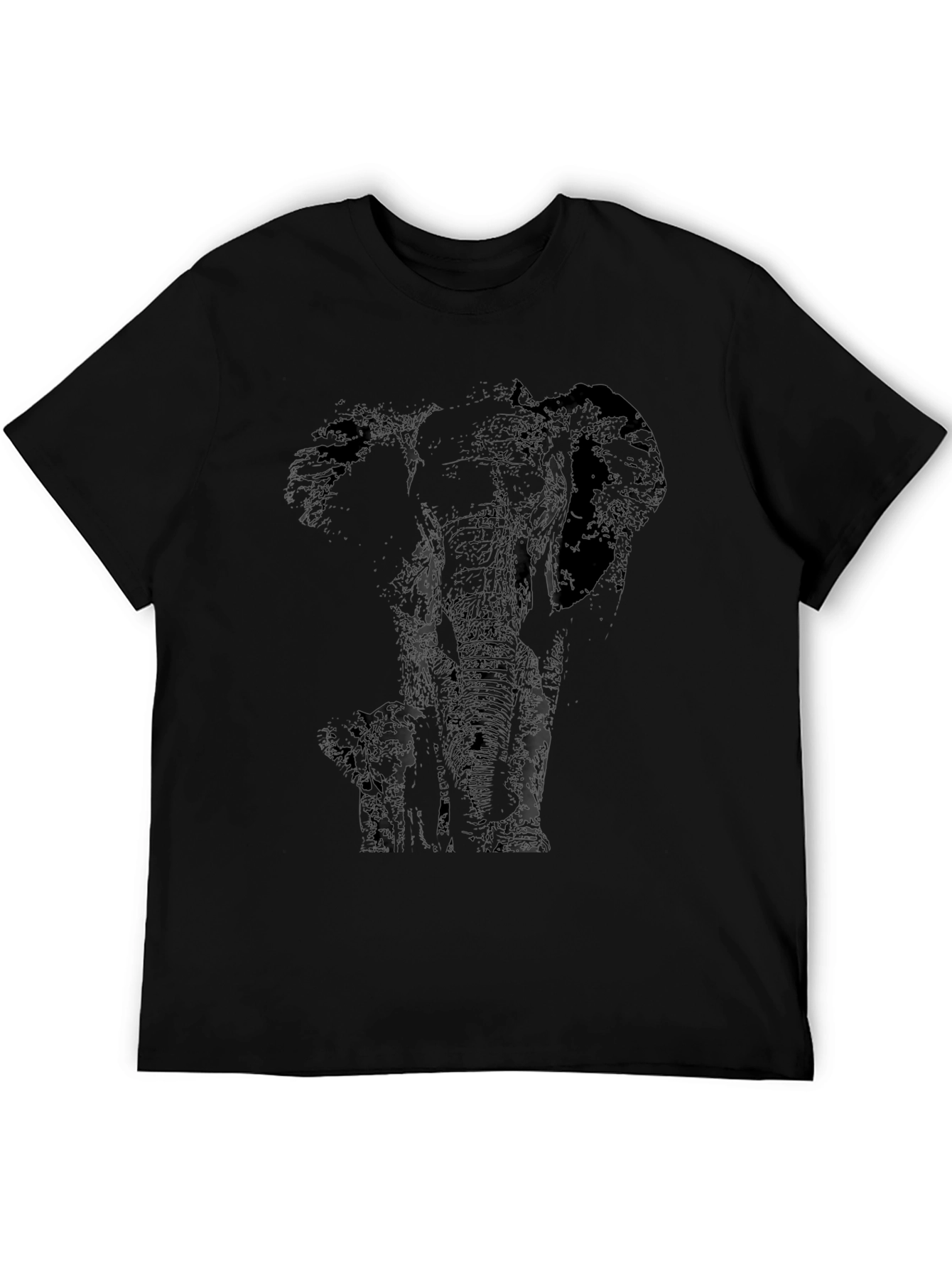 Elephant Silhouette Print Black T-Shirt