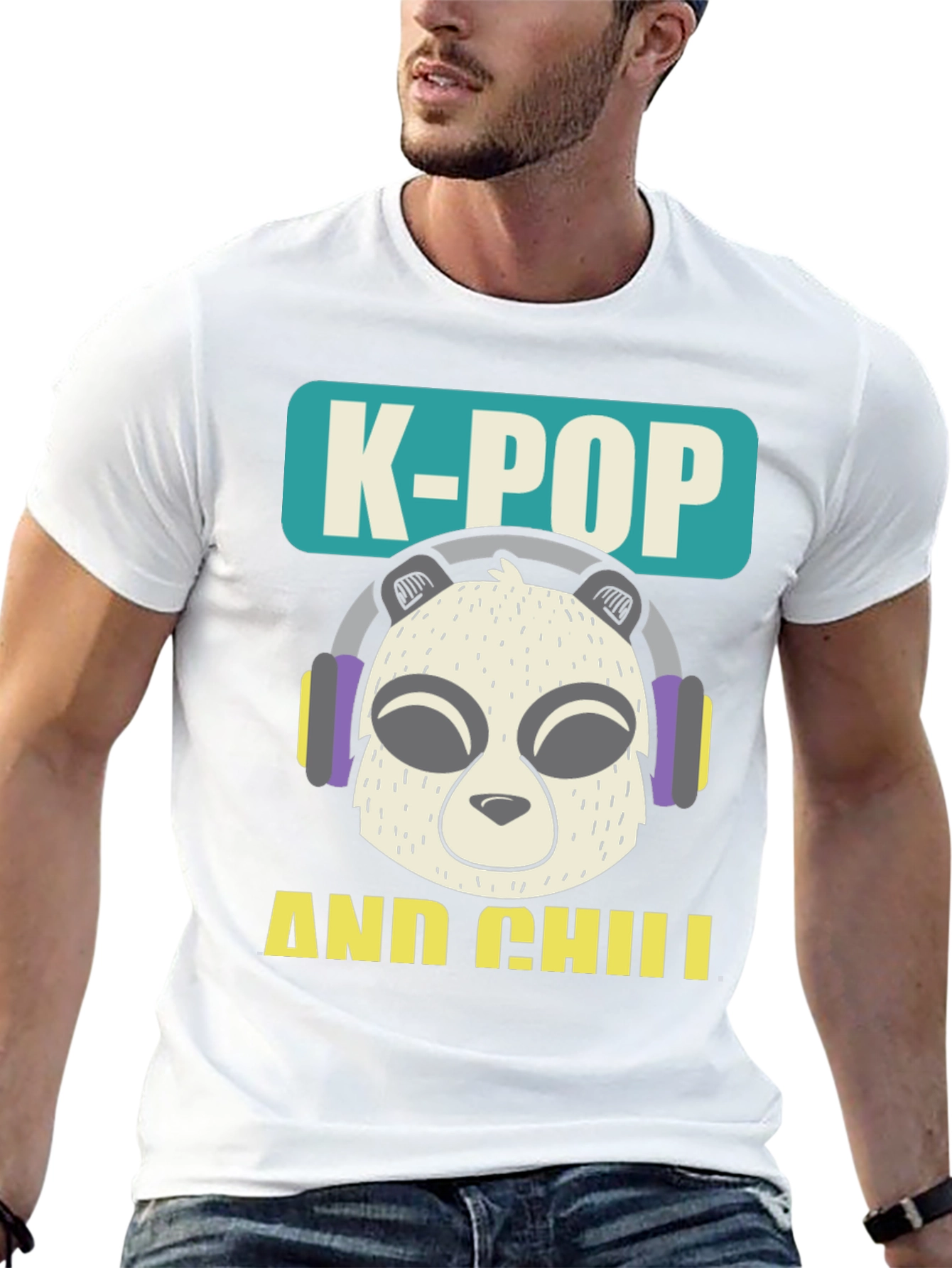 K-Pop and Chill Panda Graphic T-Shirt