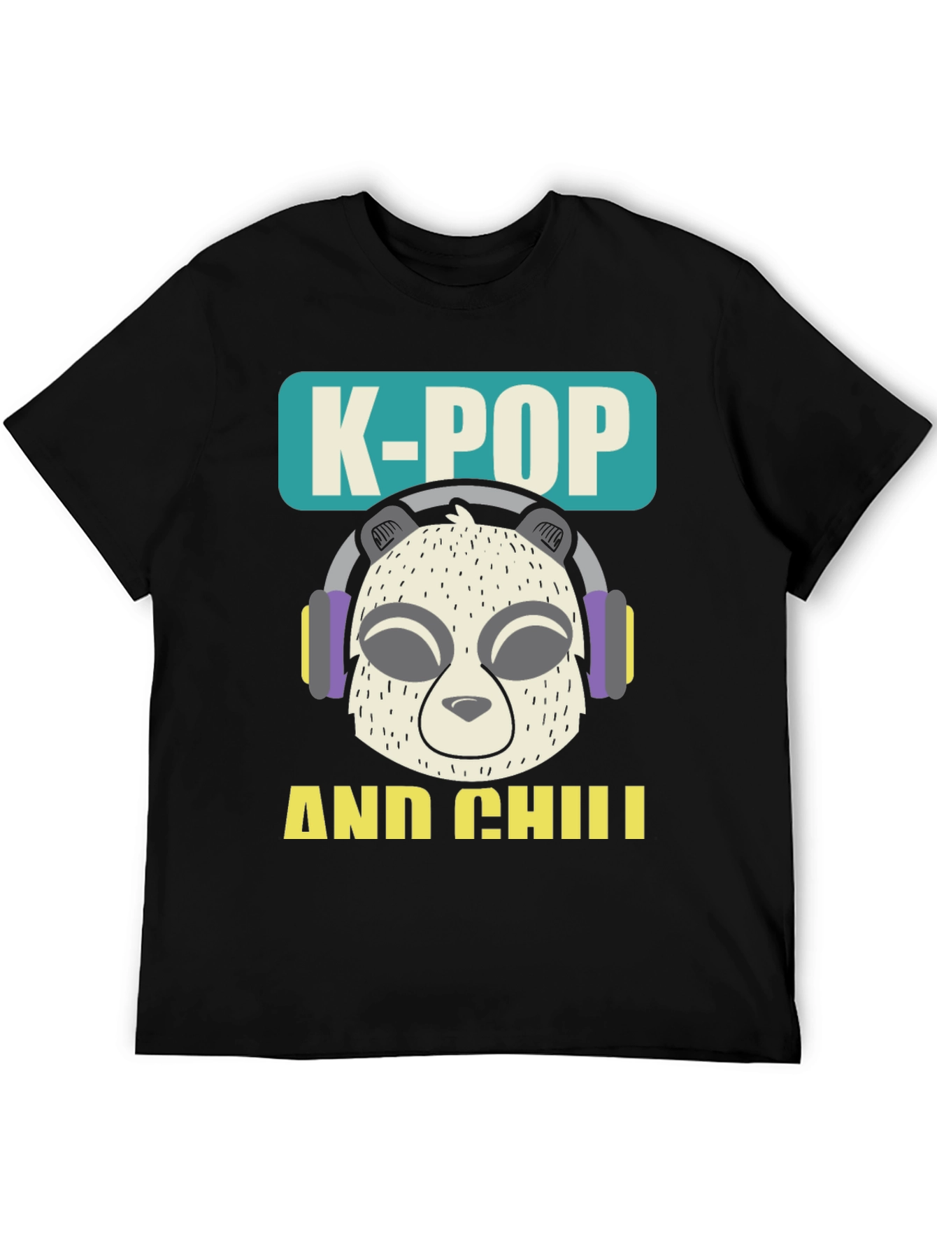 K-Pop and Chill Panda Graphic T-Shirt