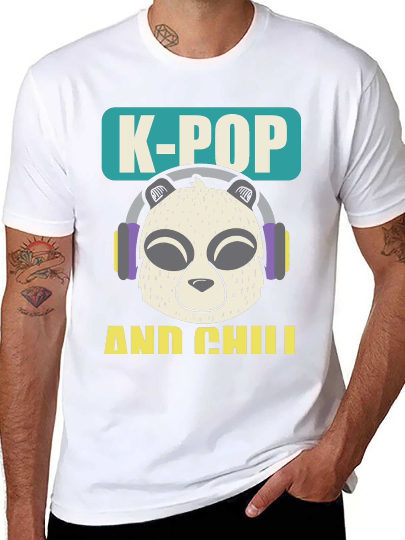 K-Pop and Chill Panda Graphic T-Shirt