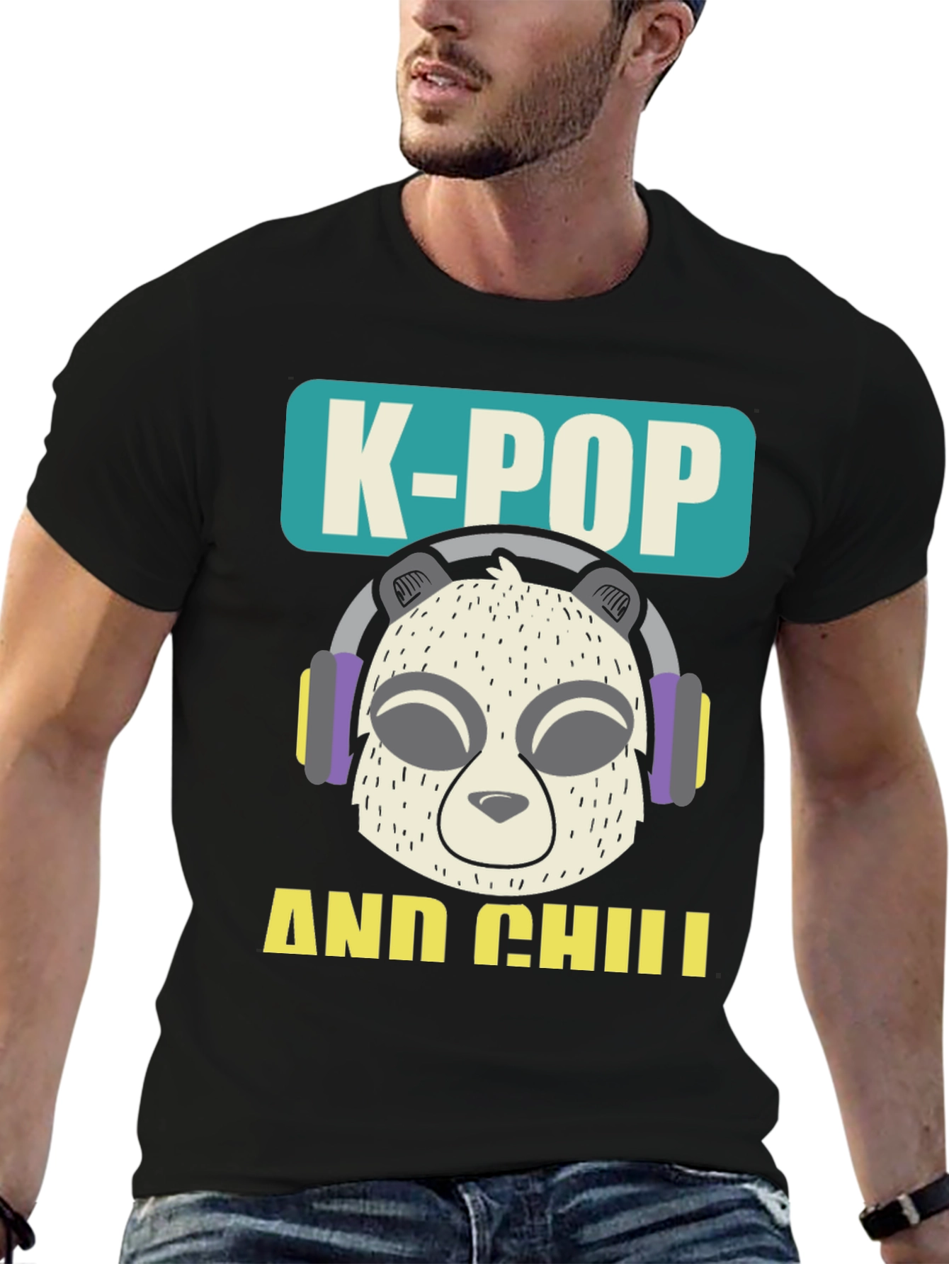 K-Pop and Chill Panda Graphic T-Shirt