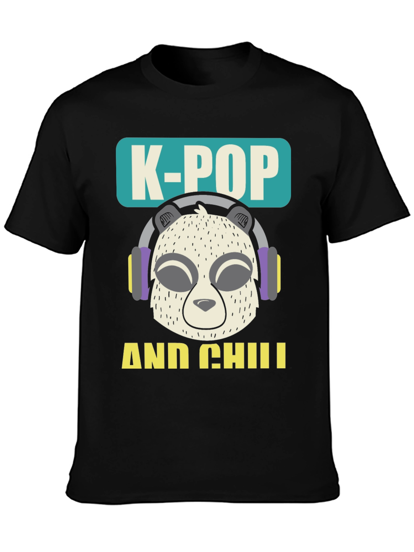 K-Pop and Chill Panda Graphic T-Shirt