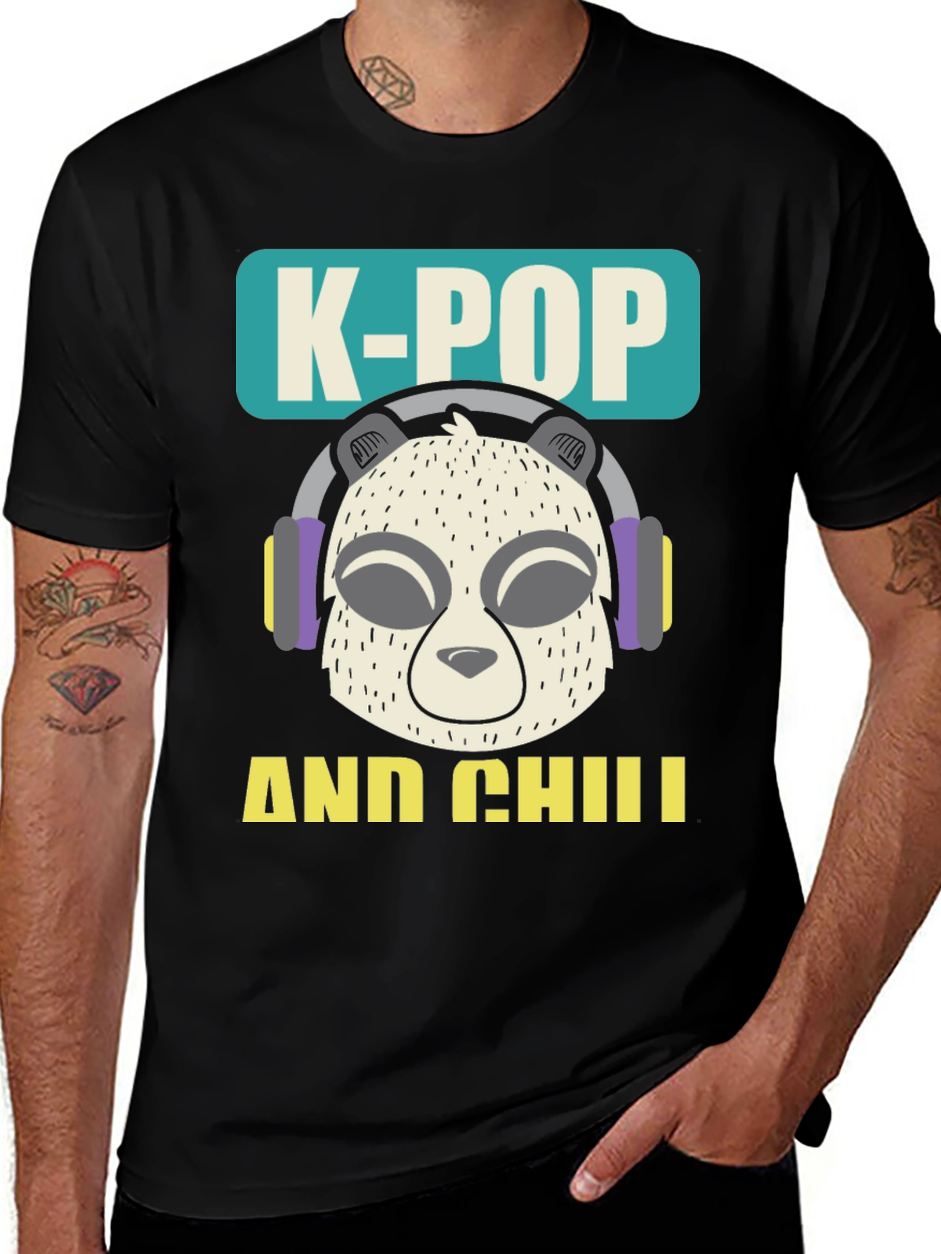 K-Pop and Chill Panda Graphic T-Shirt