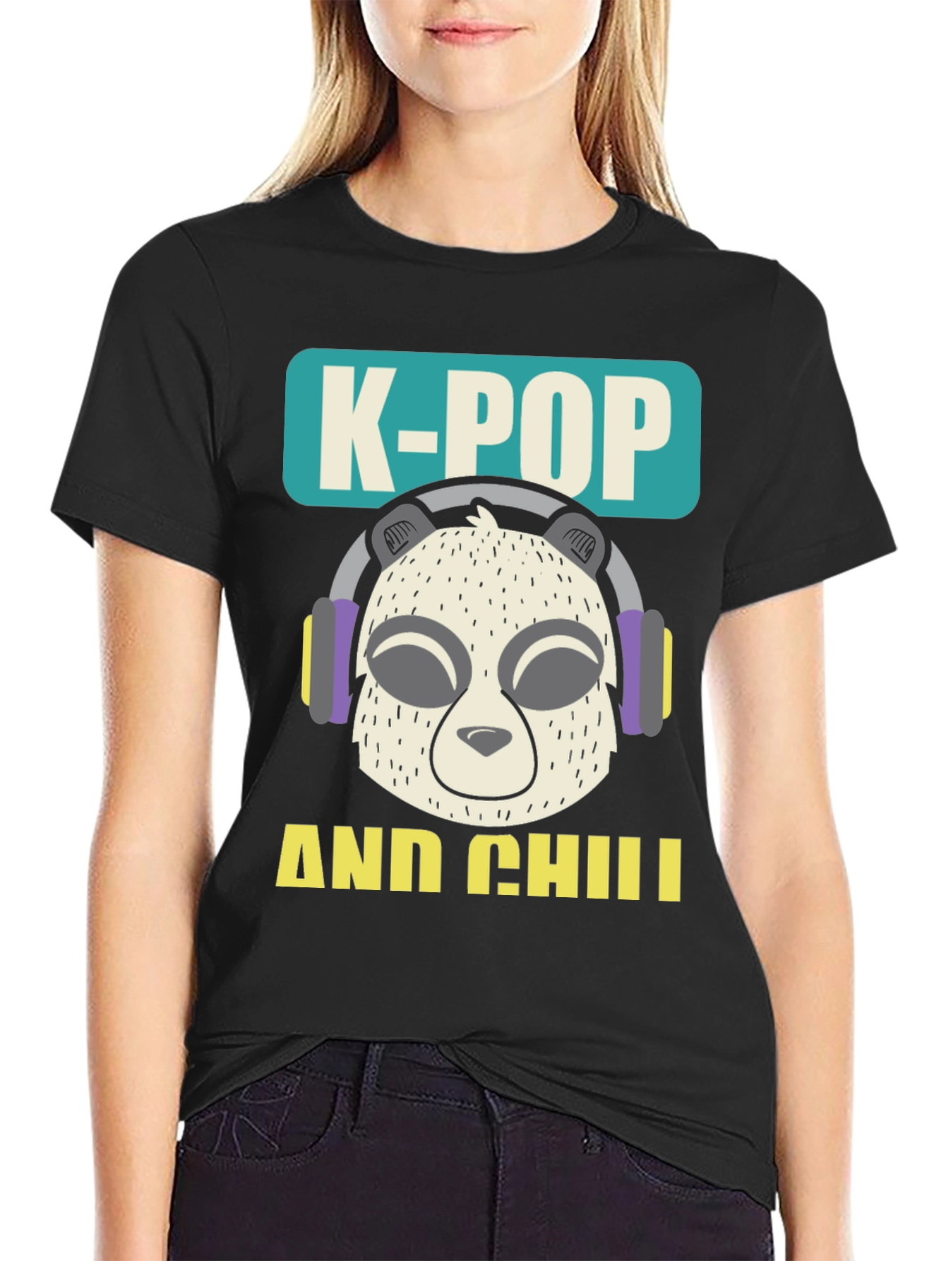 K-Pop and Chill Panda Graphic T-Shirt
