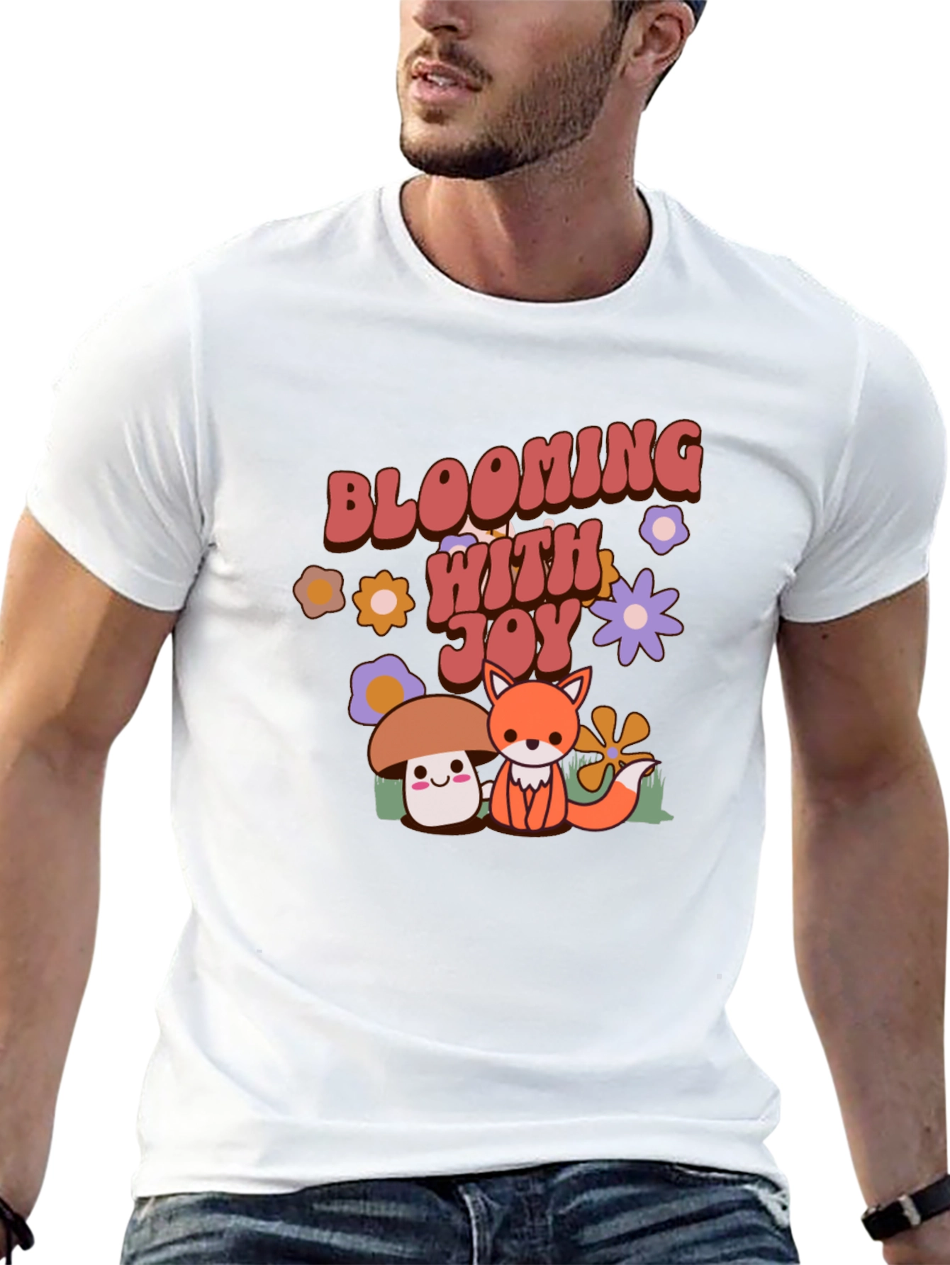 Blooming With Joy T-Shirt Cute Mushroom Fox Graphic
