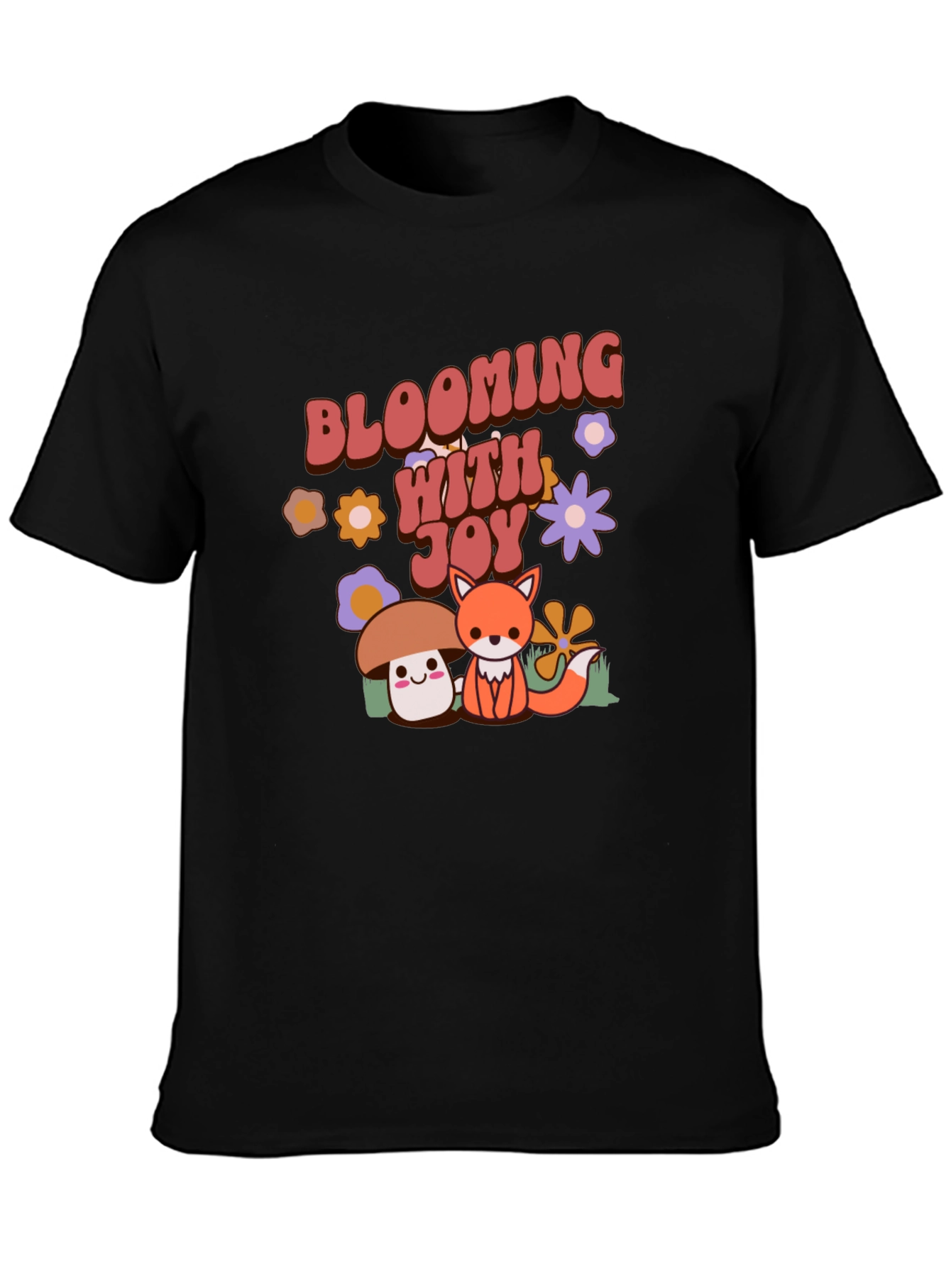 Blooming With Joy T-Shirt Cute Mushroom Fox Graphic