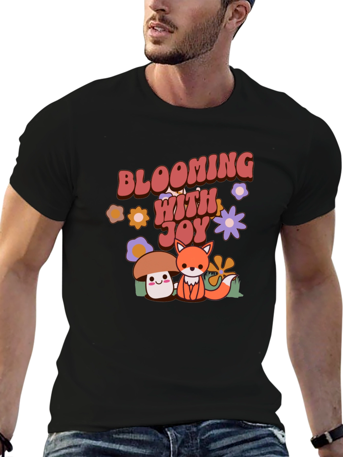 Blooming With Joy T-Shirt Cute Mushroom Fox Graphic
