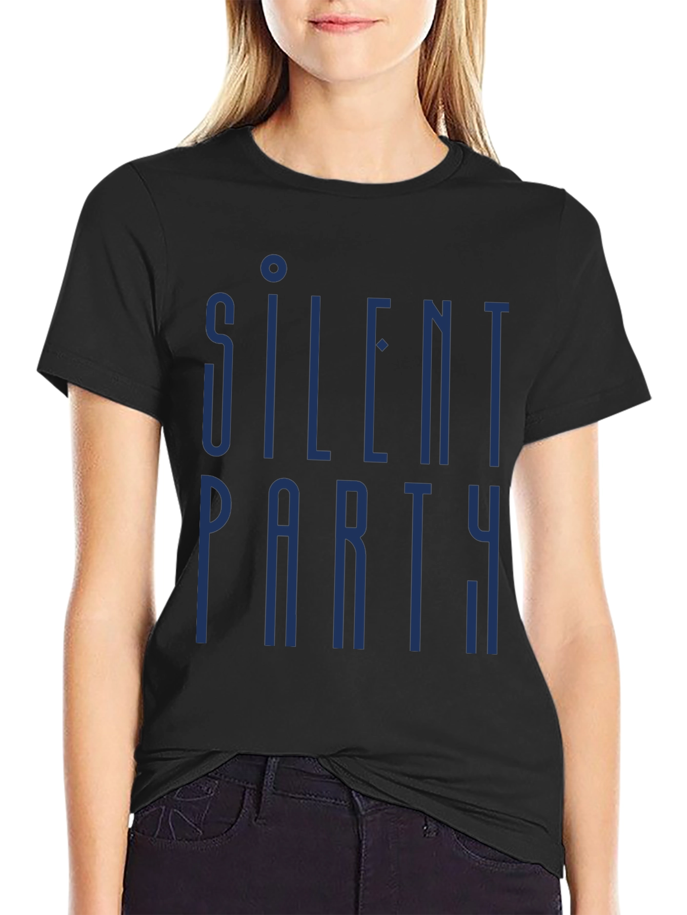 Silent Party Graphic Tee - Mens Black Cotton T-Shirt