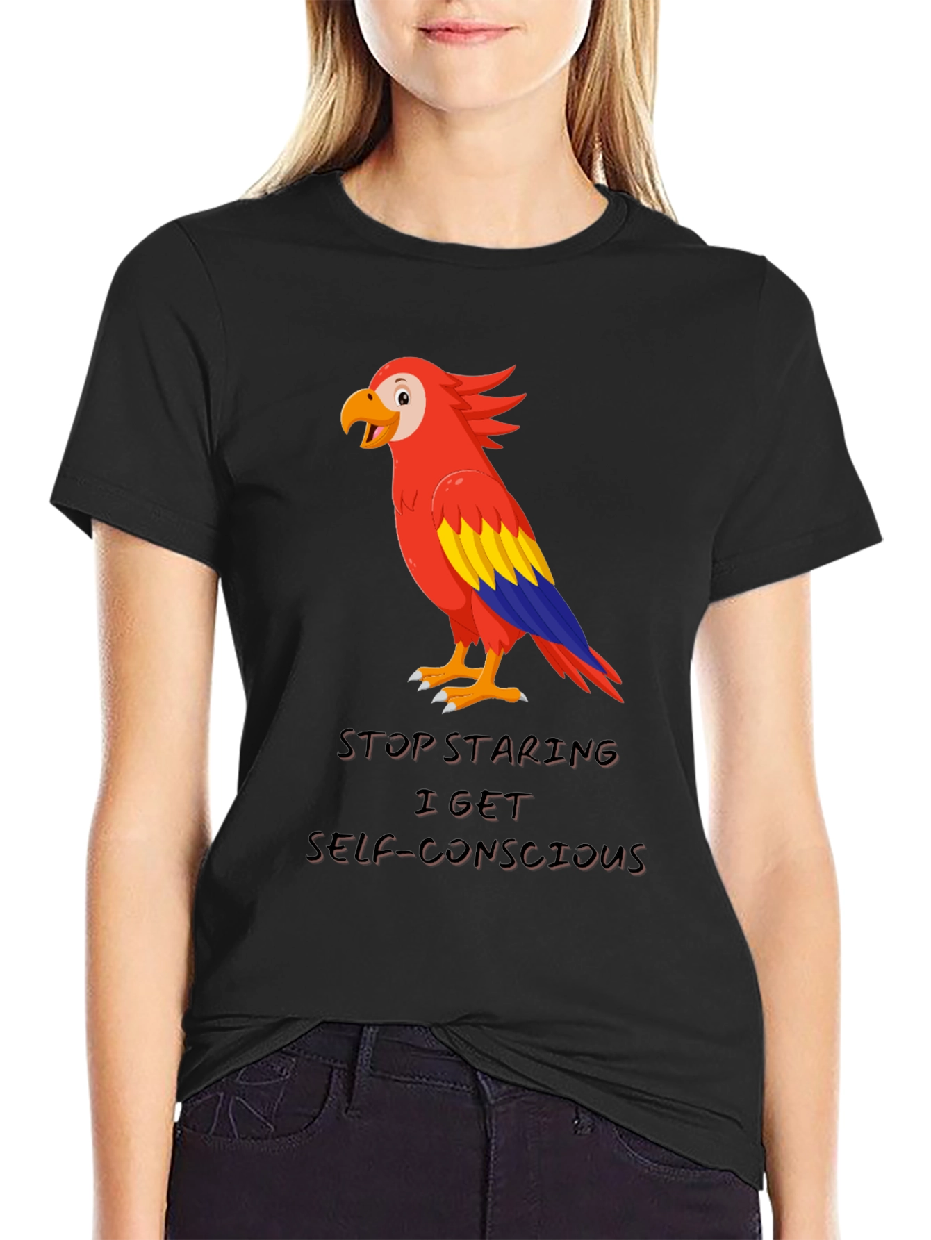 Parrot Graphic T-Shirt - Stop Staring Funny Tee
