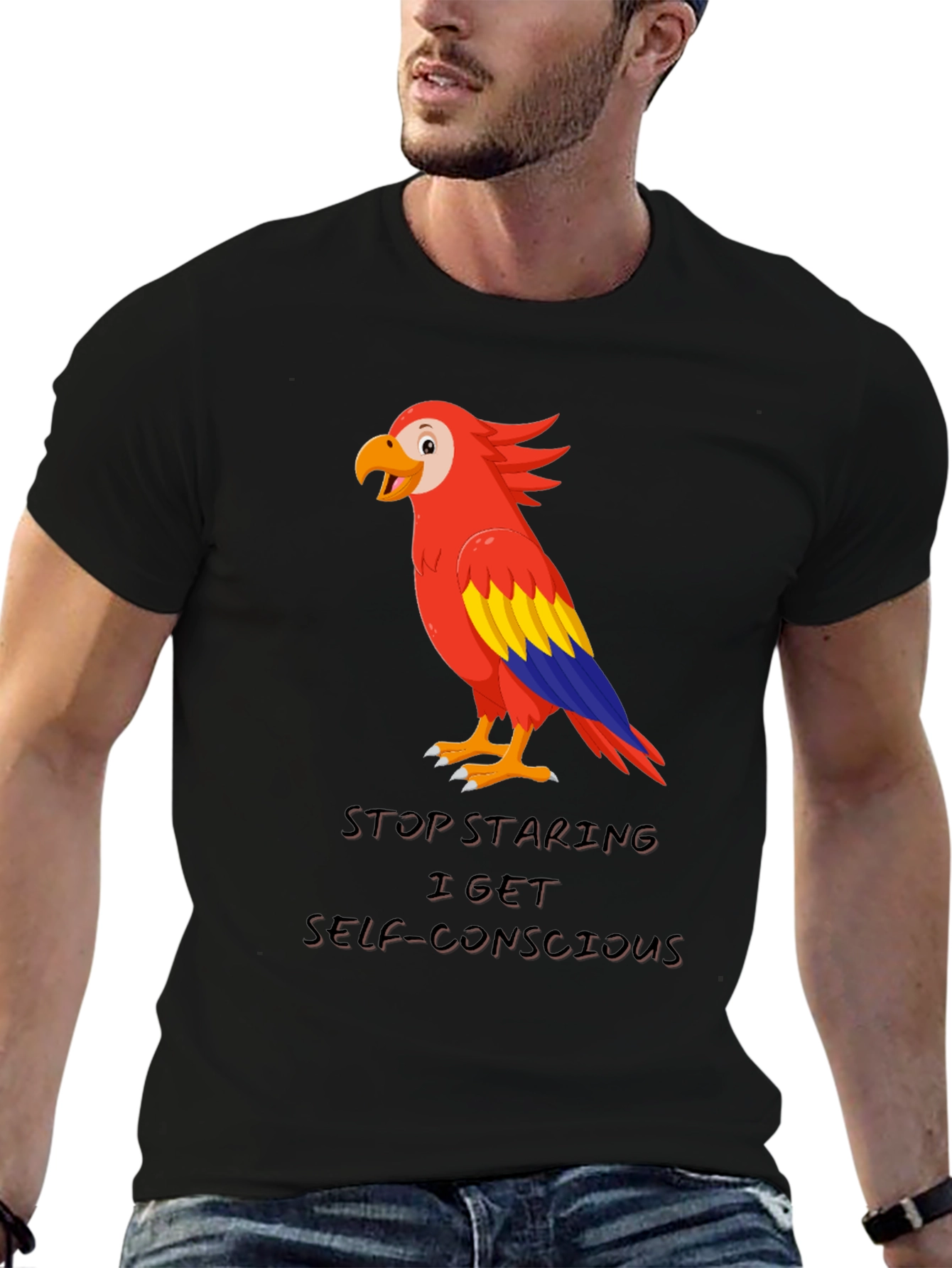 Parrot Graphic T-Shirt - Stop Staring Funny Tee