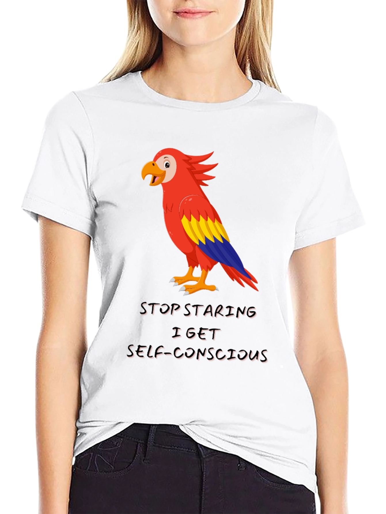 Parrot Graphic T-Shirt - Stop Staring Funny Tee