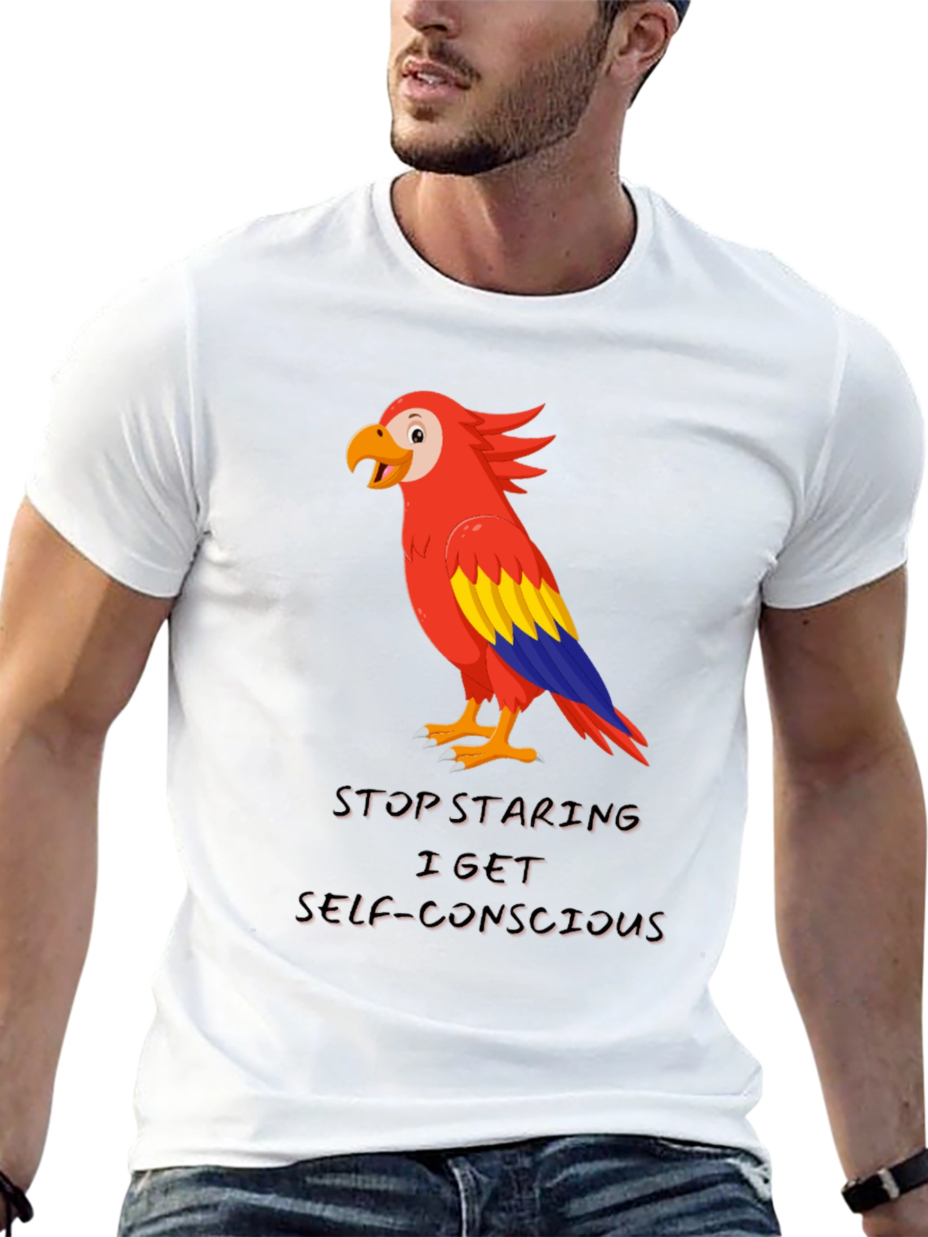 Parrot Graphic T-Shirt - Stop Staring Funny Tee