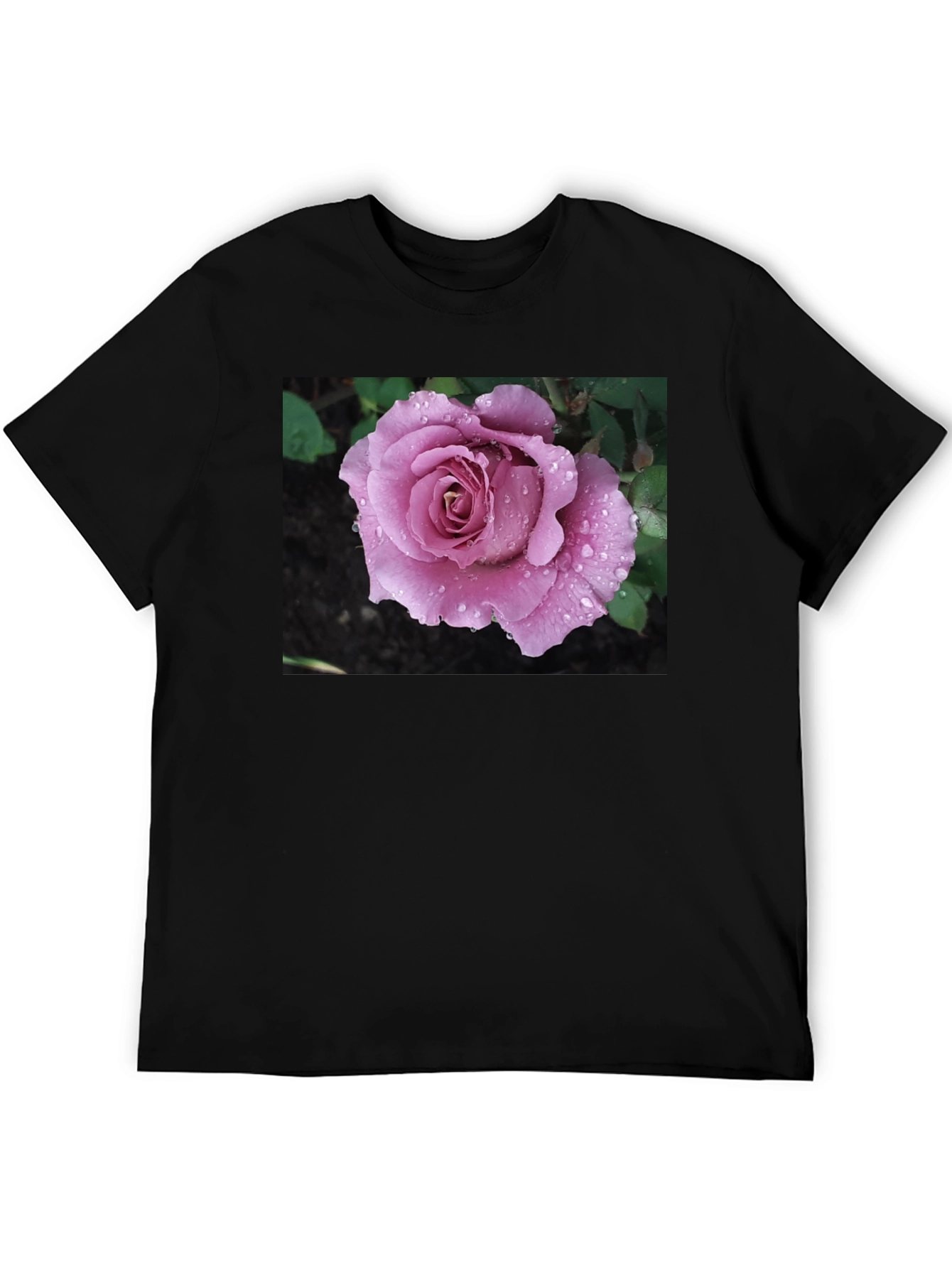 Rose Graphic T-Shirt Black Cotton Blend