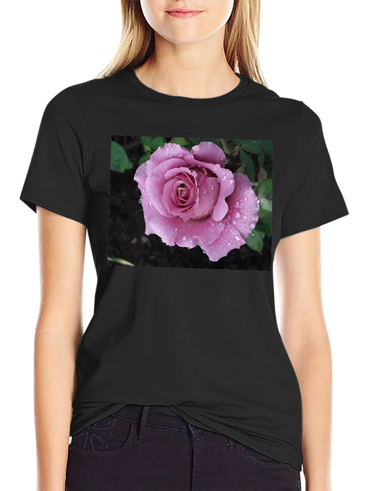 Rose Graphic T-Shirt Black Cotton Blend