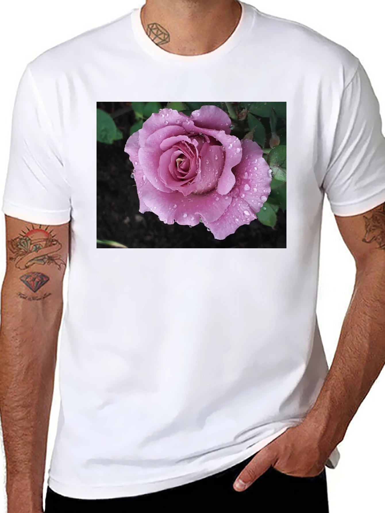 Rose Graphic T-Shirt Black Cotton Blend
