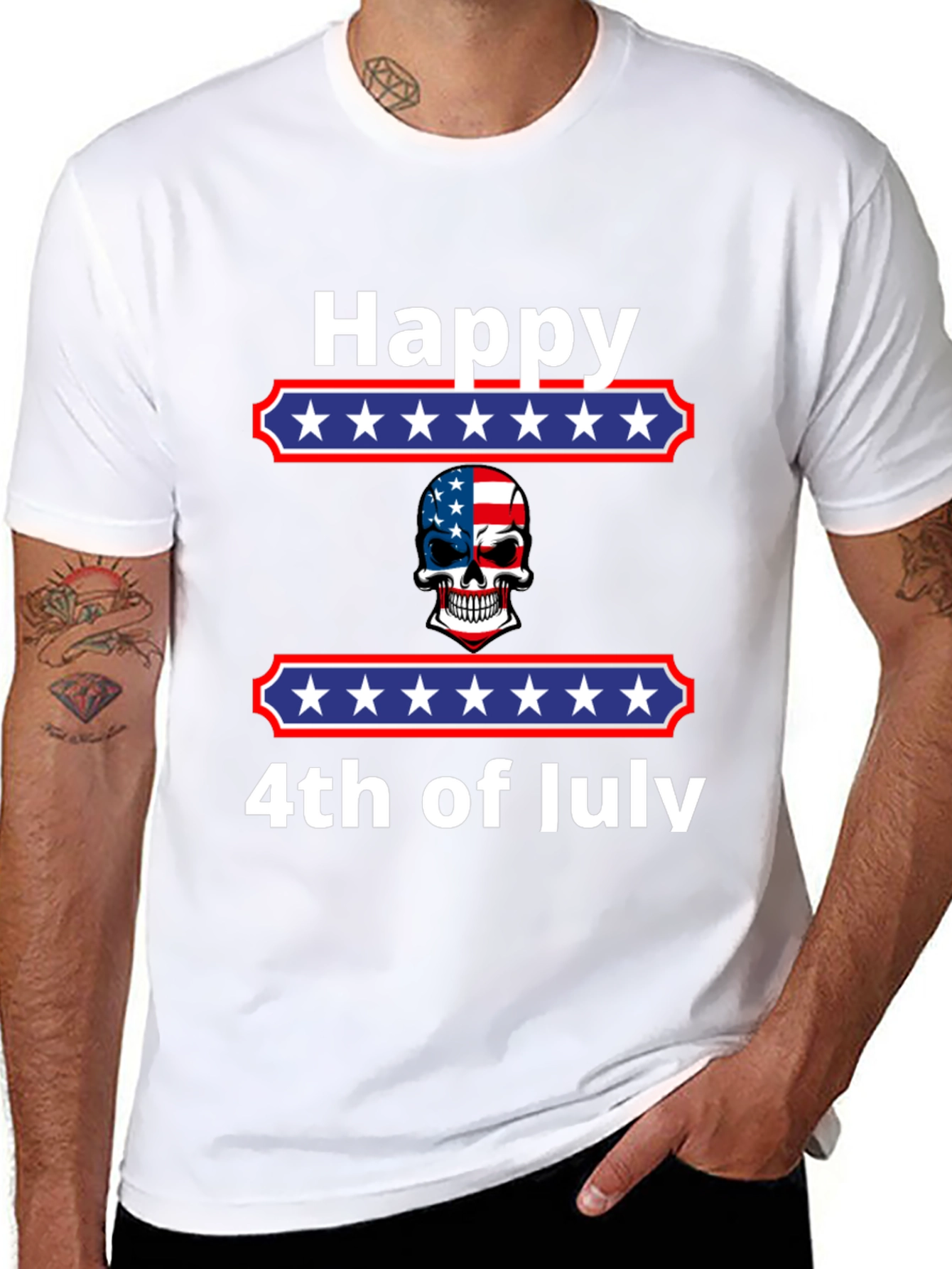 Happy 4th of July Patriotic Skull T-Shirt