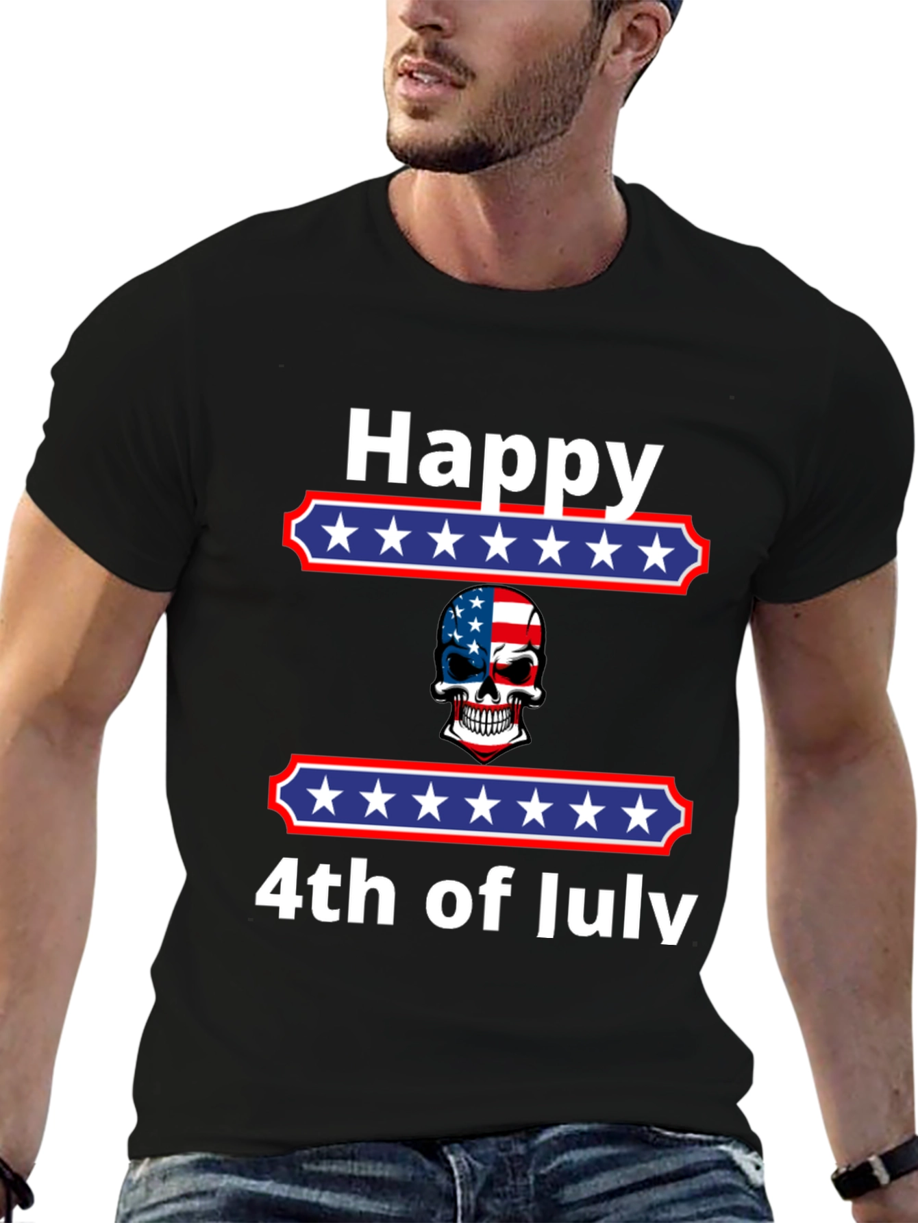 Happy 4th of July Patriotic Skull T-Shirt