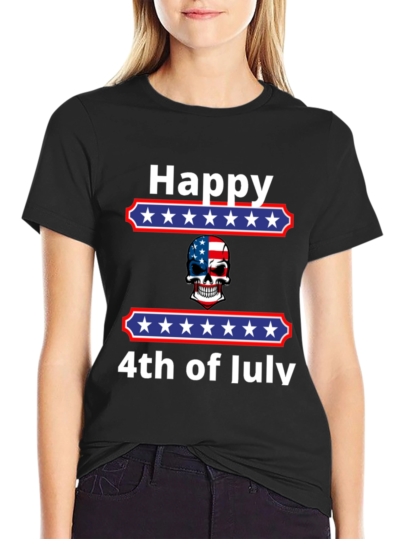 Happy 4th of July Patriotic Skull T-Shirt